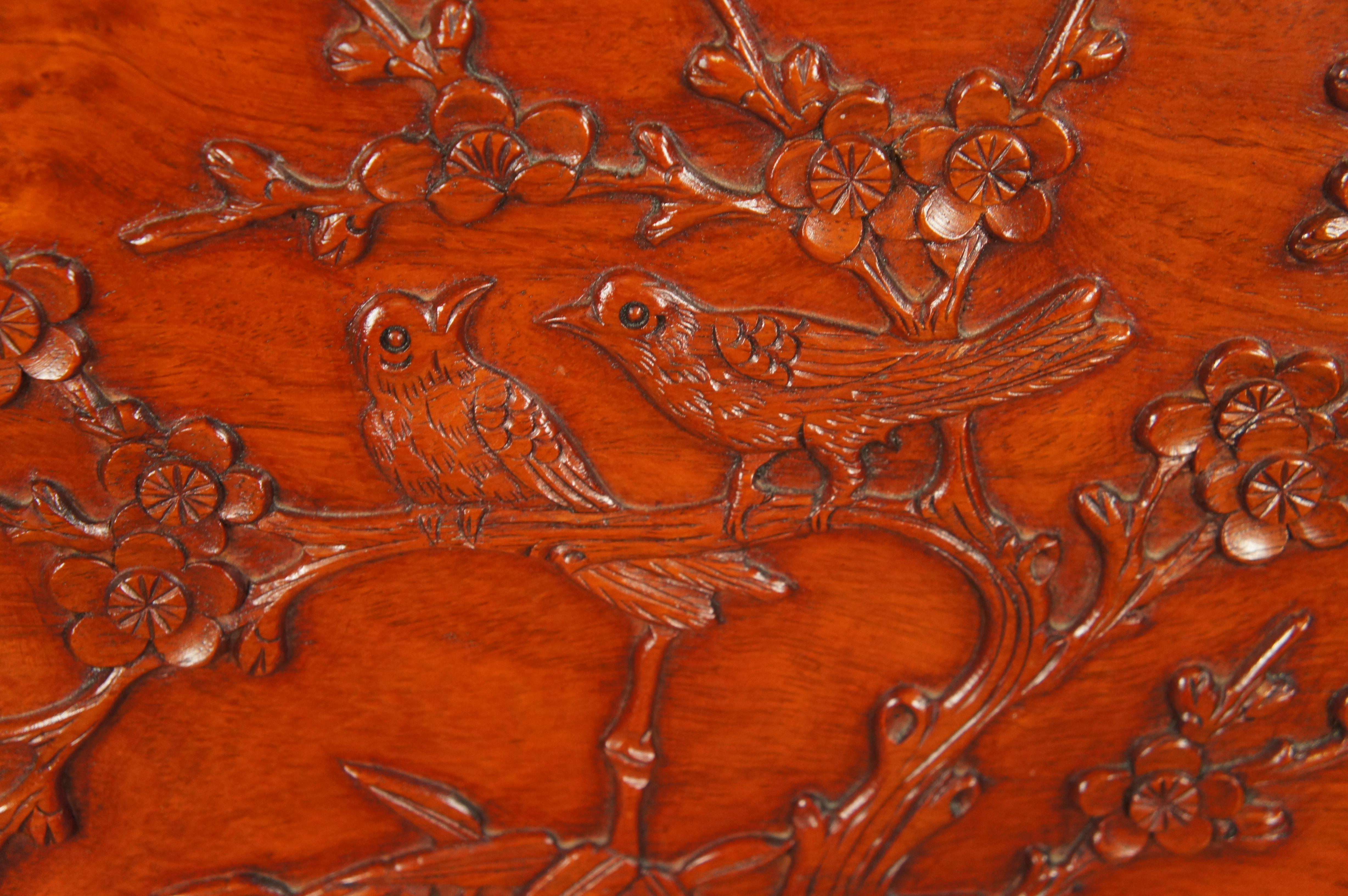 Chinesische Chinoiserie Palisander geschnitzt volle Größe Bett Kopfteil Hong Kong im Angebot 1