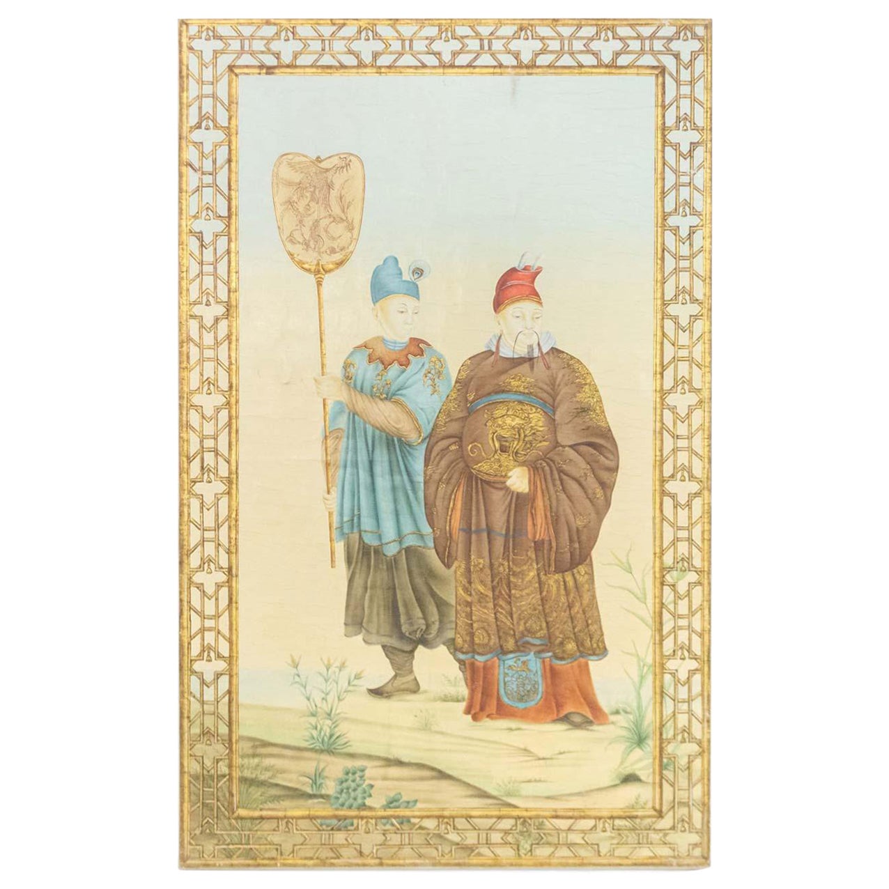 Chinese Chinoiserie Scene Portrait For Sale