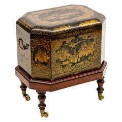 Chinese Chinoiserie Tea Caddy on Stand