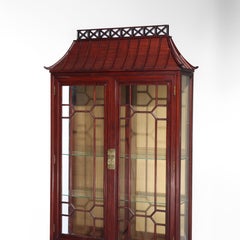 Chinese Chippendale 2-Door 2-Drawer Hardwood Breakfront Cabinet c1930