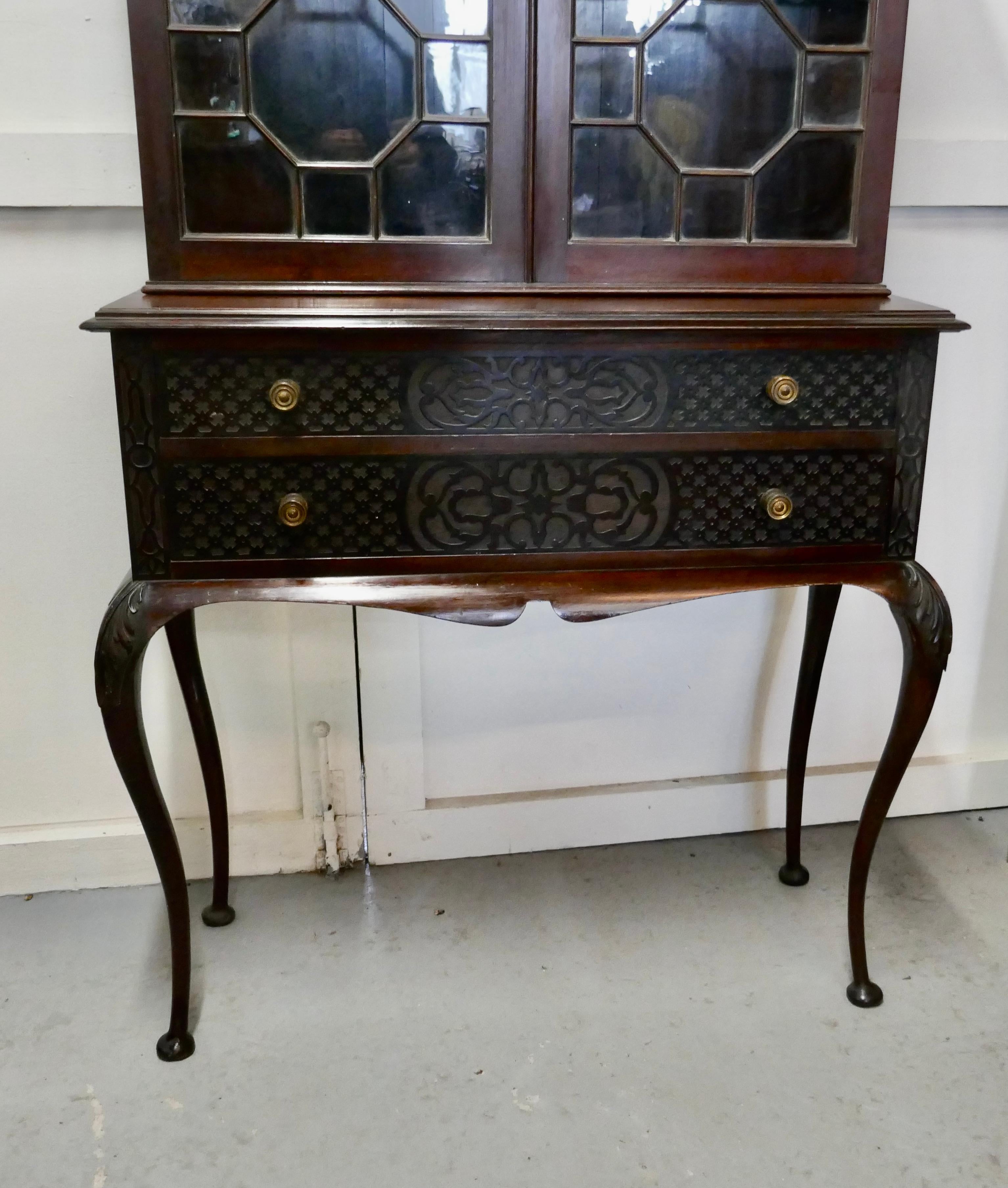 19th Century Chinese Chippendale Astral Glazed Display Cabinet For Sale