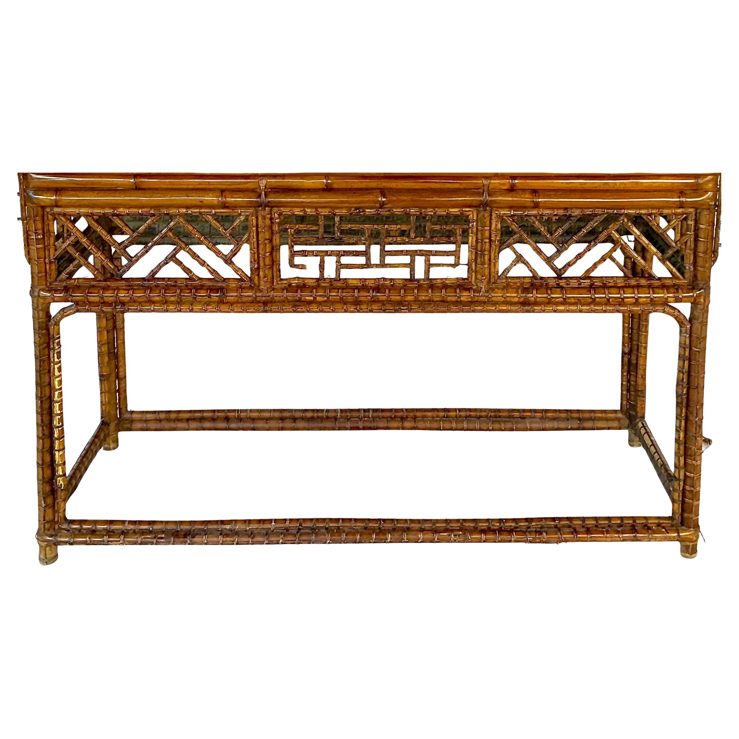 Chinese Chippendale Bamboo Console, Altar Table For Sale 2