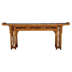 Console Chippendale chinoise en bambou, table d'autel
