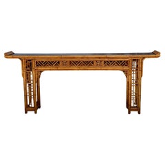  Console Chippendale chinoise en bambou, table d'autel 