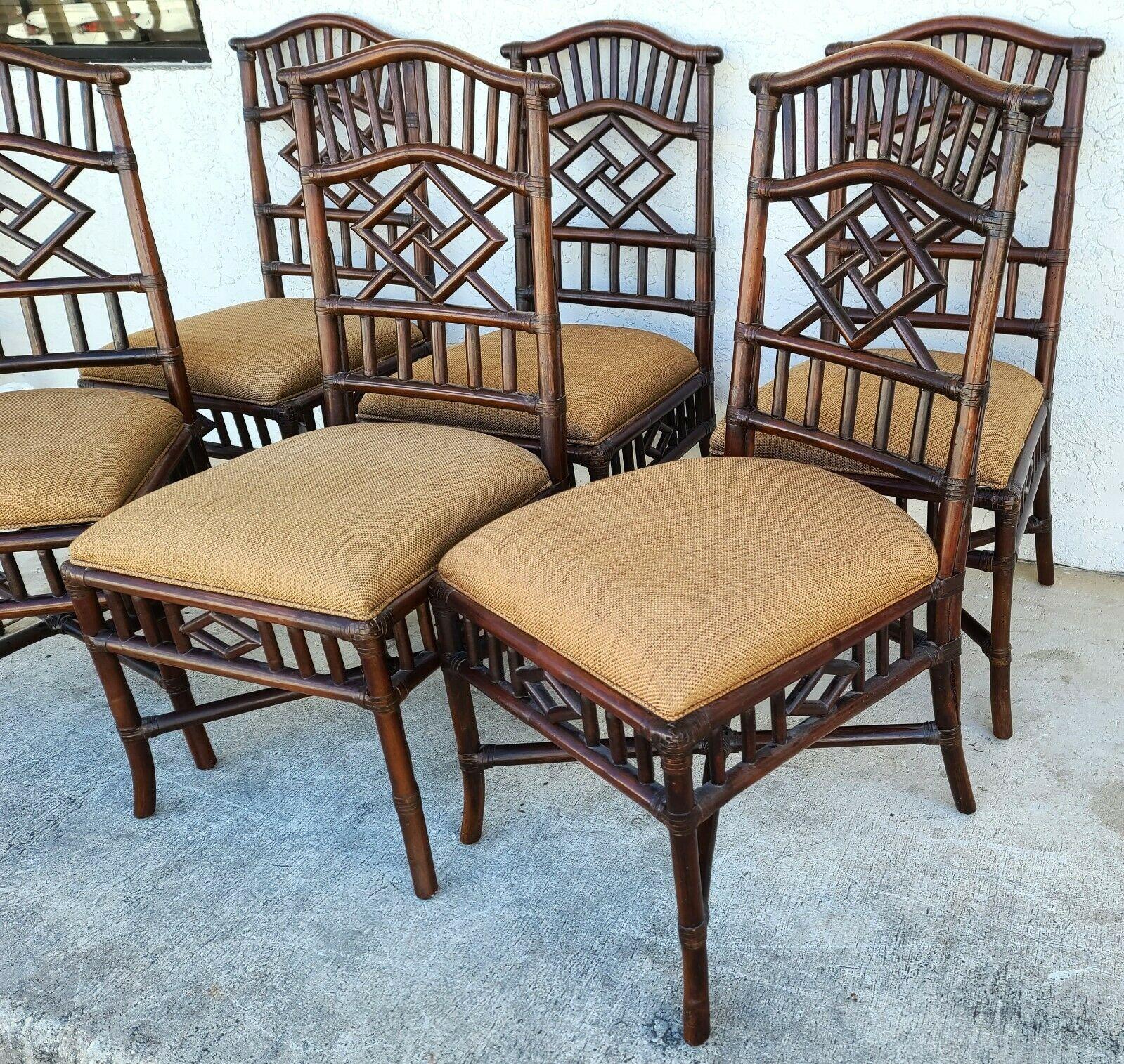 For FULL item description be sure to click on CONTINUE READING at the bottom of this listing.

Offering One Of Our Recent Palm Beach Estate Fine Furniture Acquisitions Of A Set of 6 Chinese Chippendale Bamboo Rattan Pagoda Dining Chairs by
