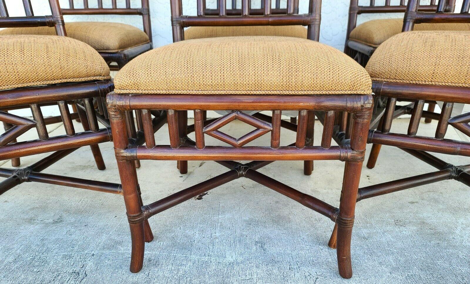 Chinese Chippendale Bamboo Rattan Pagoda Dining Chairs by LEXINGTON, Set of 6 In Good Condition In Lake Worth, FL