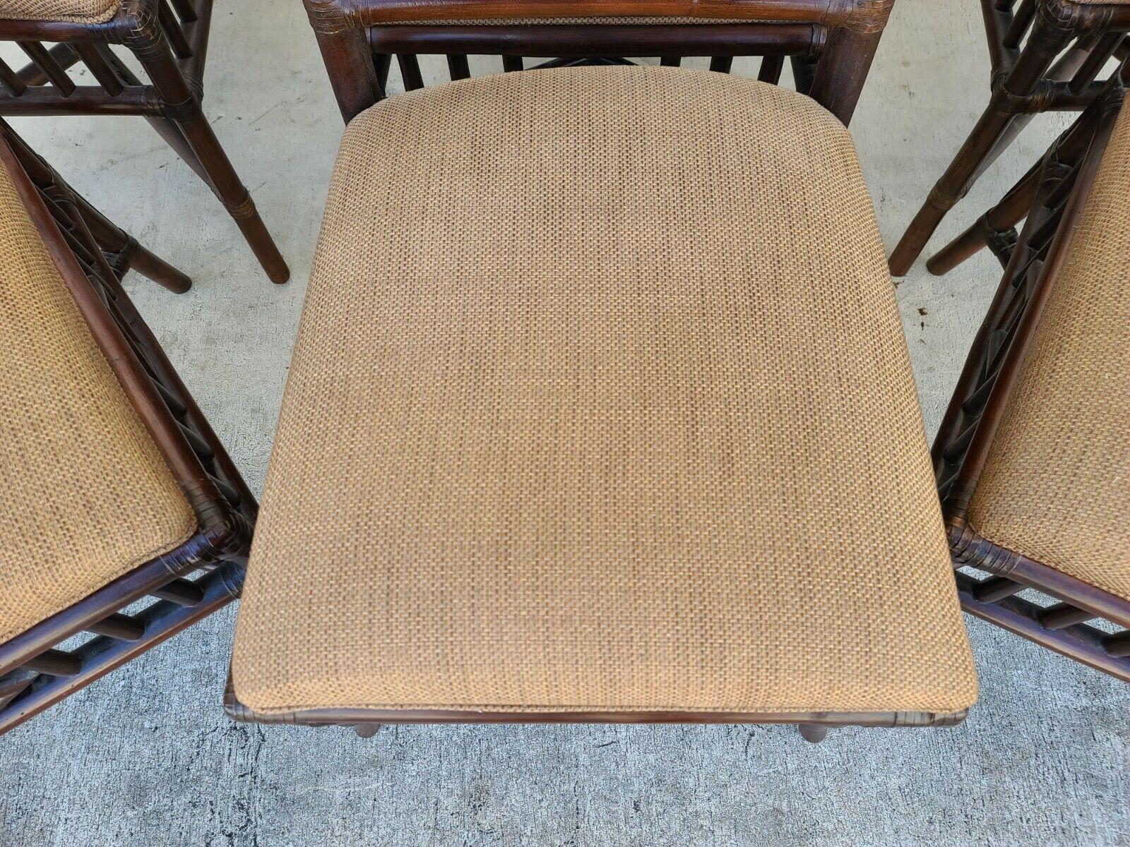 20th Century Chinese Chippendale Bamboo Rattan Pagoda Dining Chairs by LEXINGTON, Set of 6