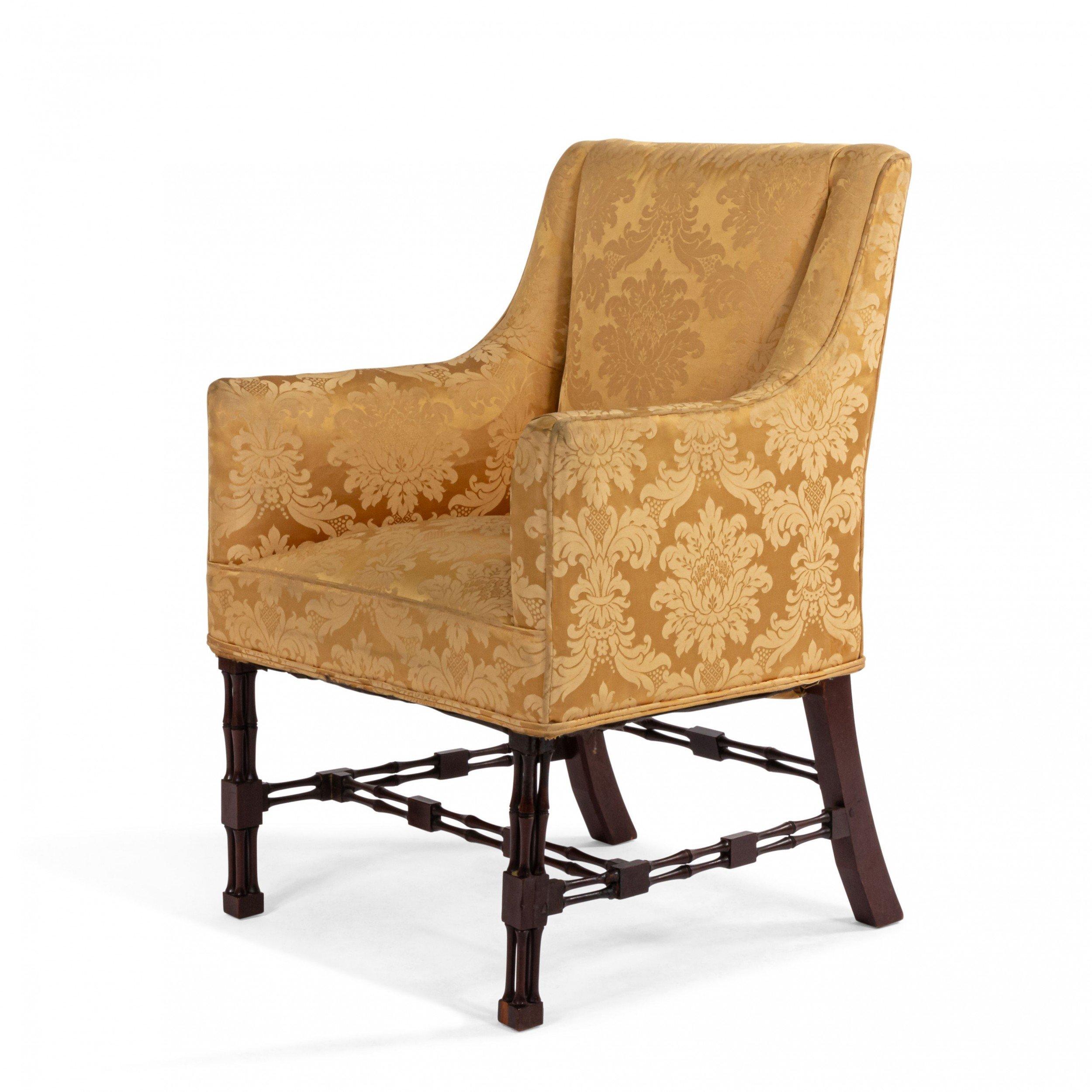 English Chinese Chippendale Bergere Arm Chairs For Sale