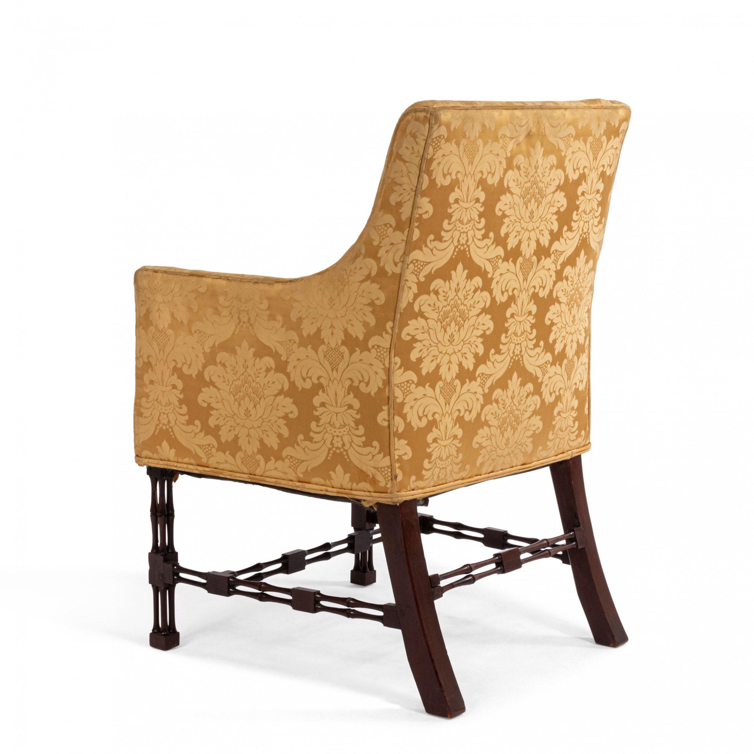 Chinese Chippendale Bergere Arm Chairs In Good Condition For Sale In Queens, NY
