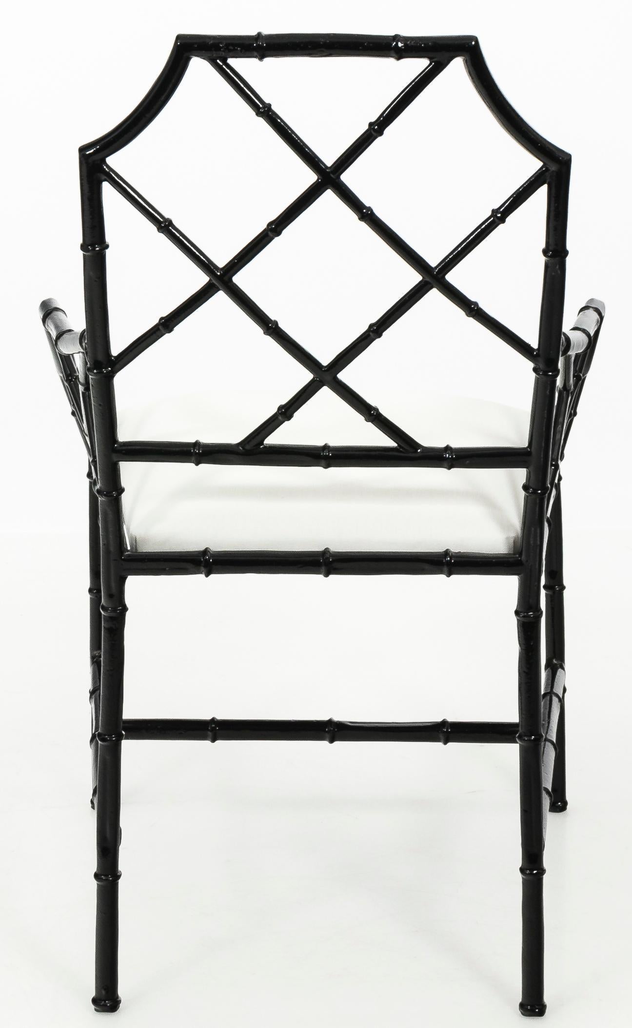 Powder-Coated  Chinese Chippendale Black Style Metal Bamboo Dining Set
