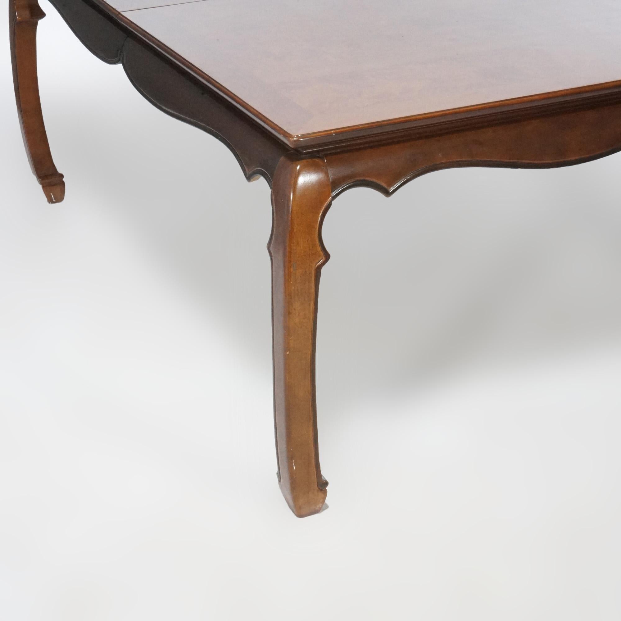 Chinese Chippendale Burl & Mahogany Dining Table 20th C For Sale 7