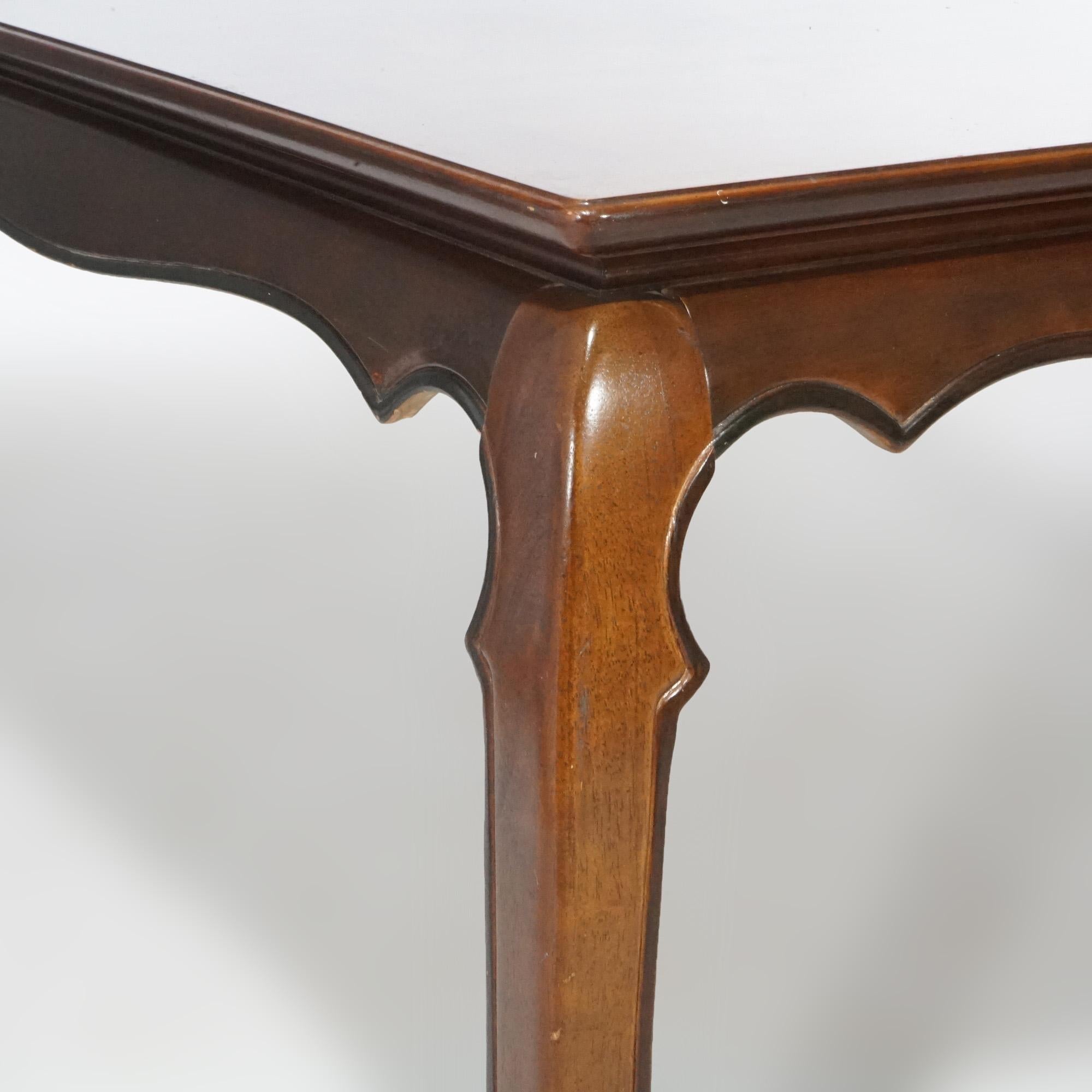 Chinese Chippendale Burl & Mahogany Dining Table 20th C For Sale 9