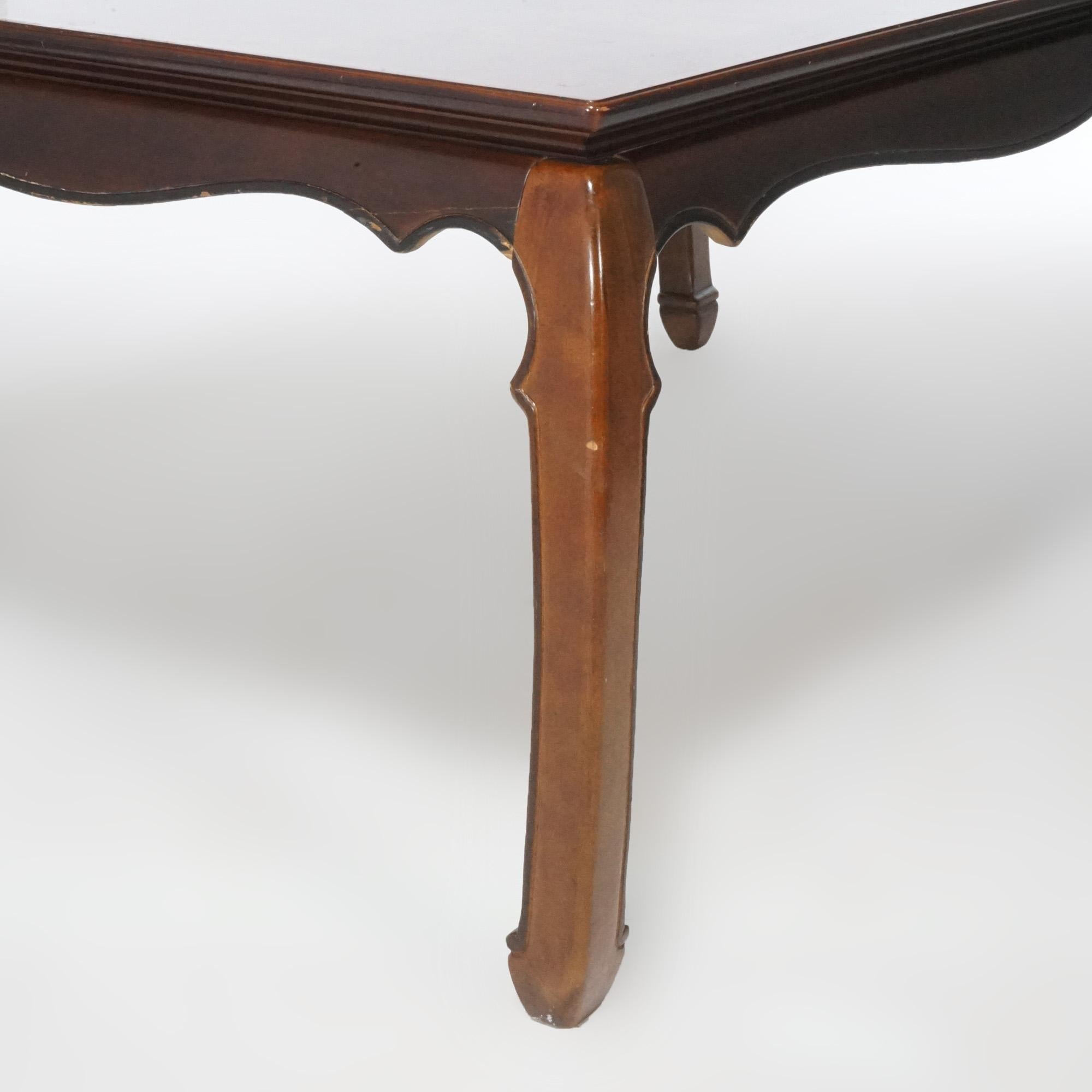 Chinese Chippendale Burl & Mahogany Dining Table 20th C For Sale 12