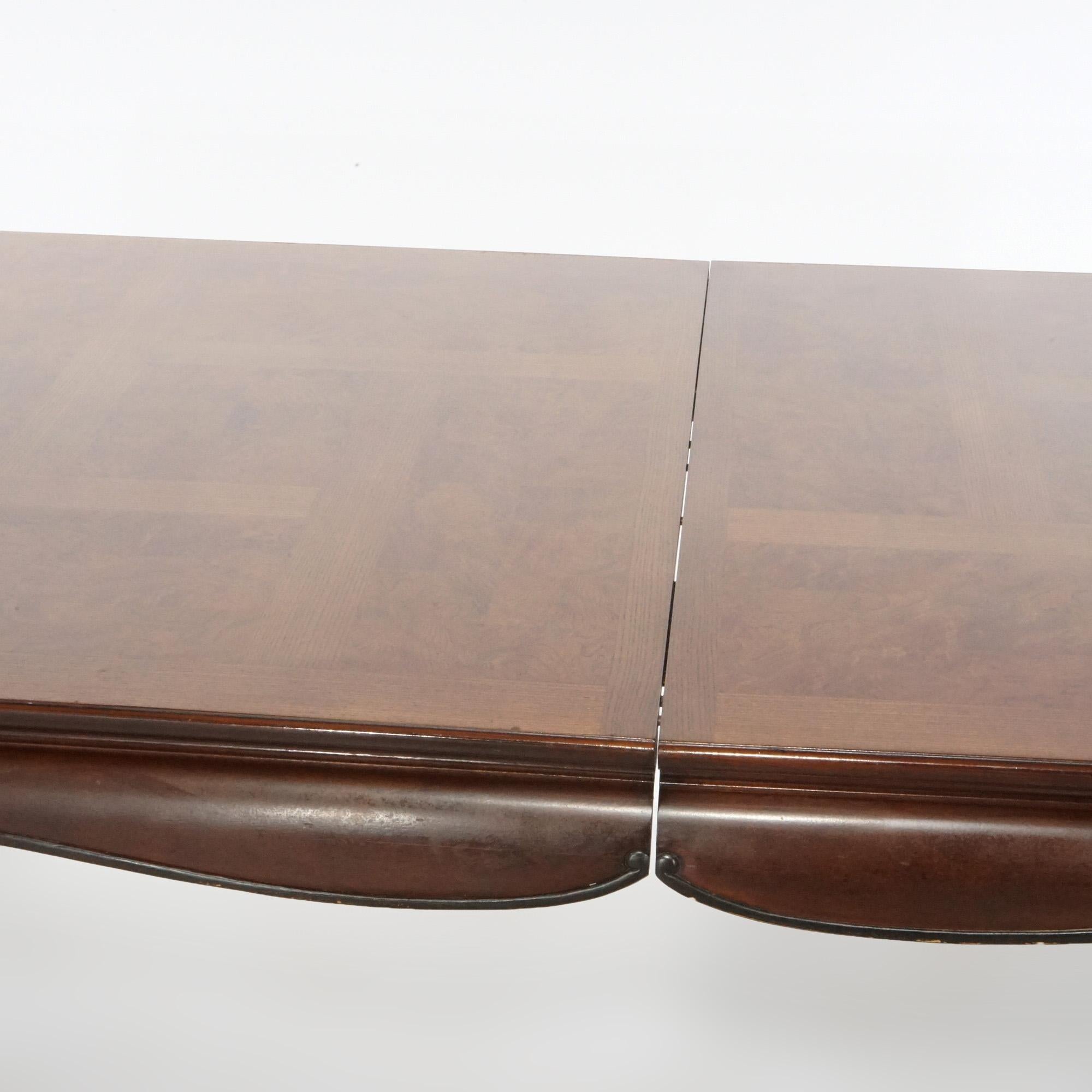 Chinese Chippendale Burl & Mahogany Dining Table 20th C In Good Condition For Sale In Big Flats, NY