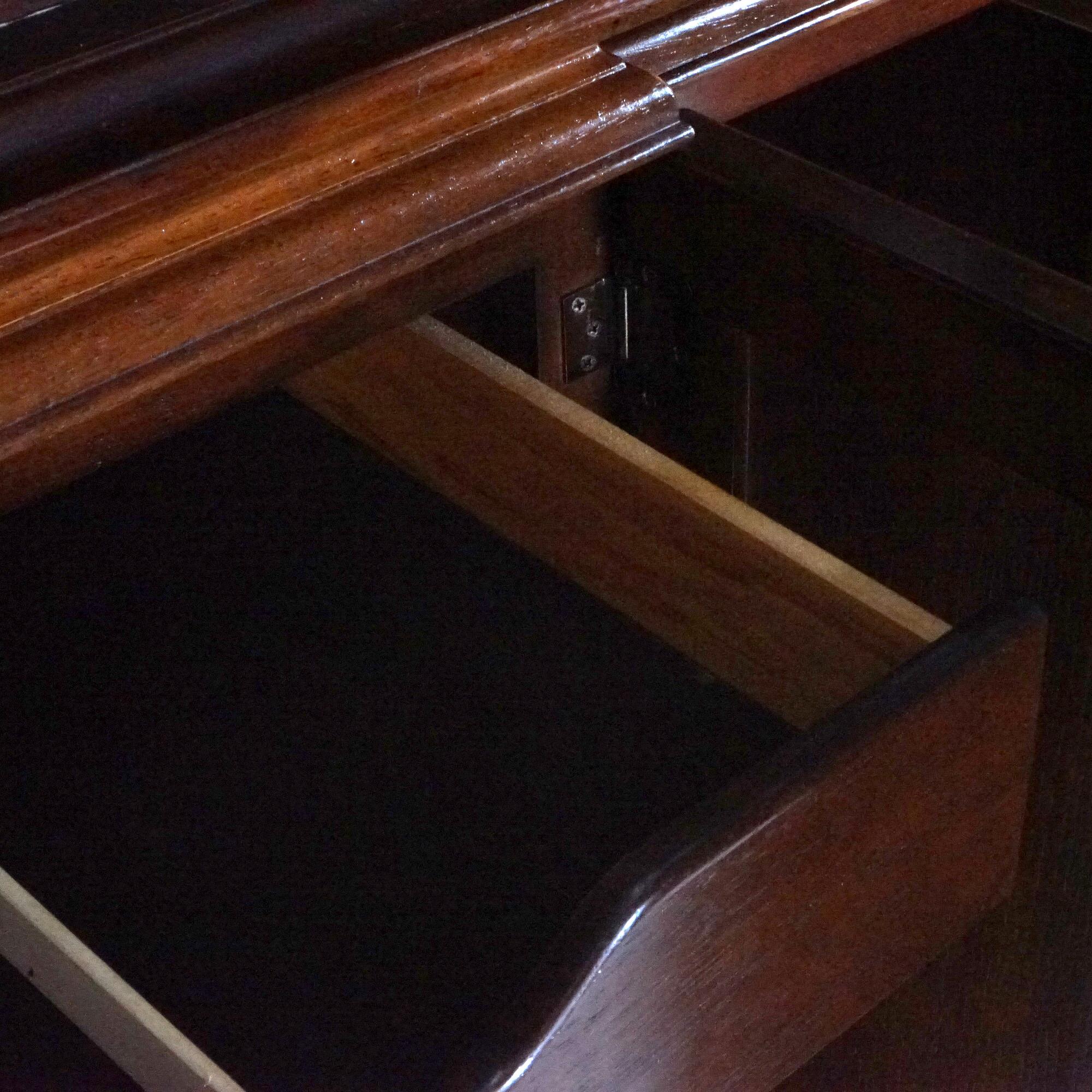 Chinese Chippendale Burl & Mahogany Lighted Breakfront Cupboard, 20th C 13