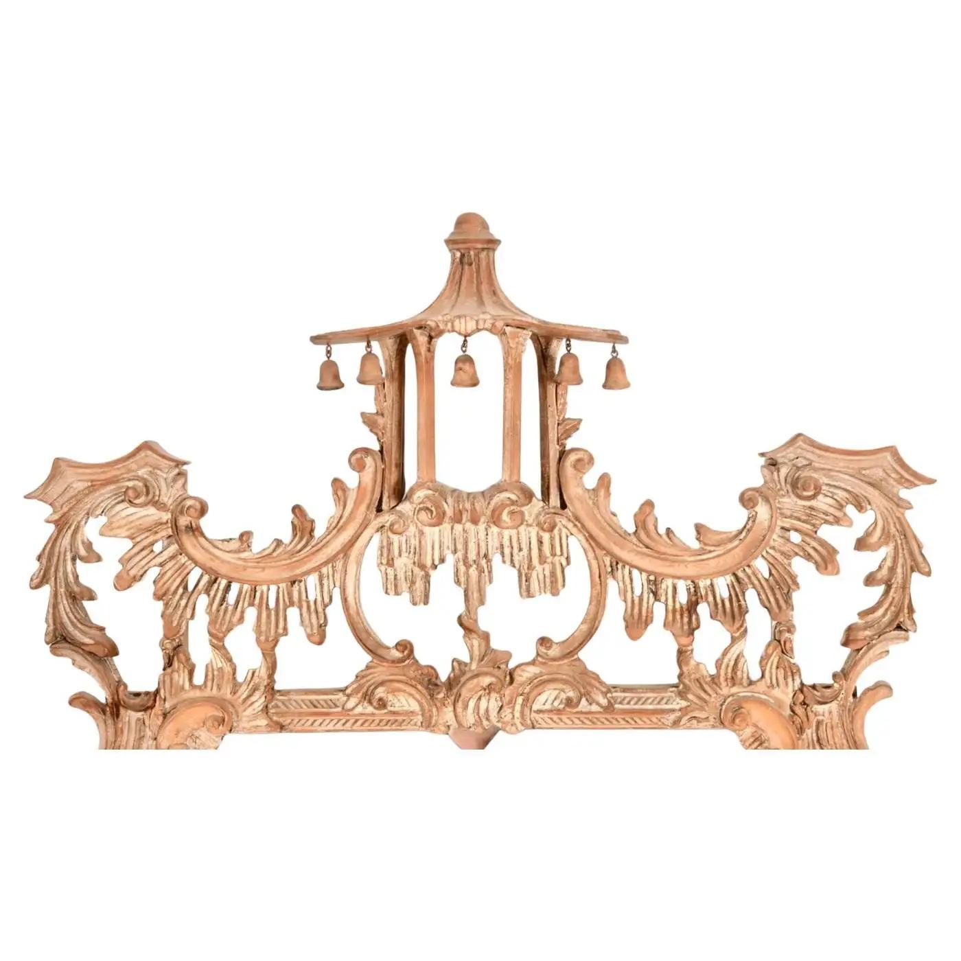 English Chinese Chippendale Carved Pagoda Mirror George III Style For Sale