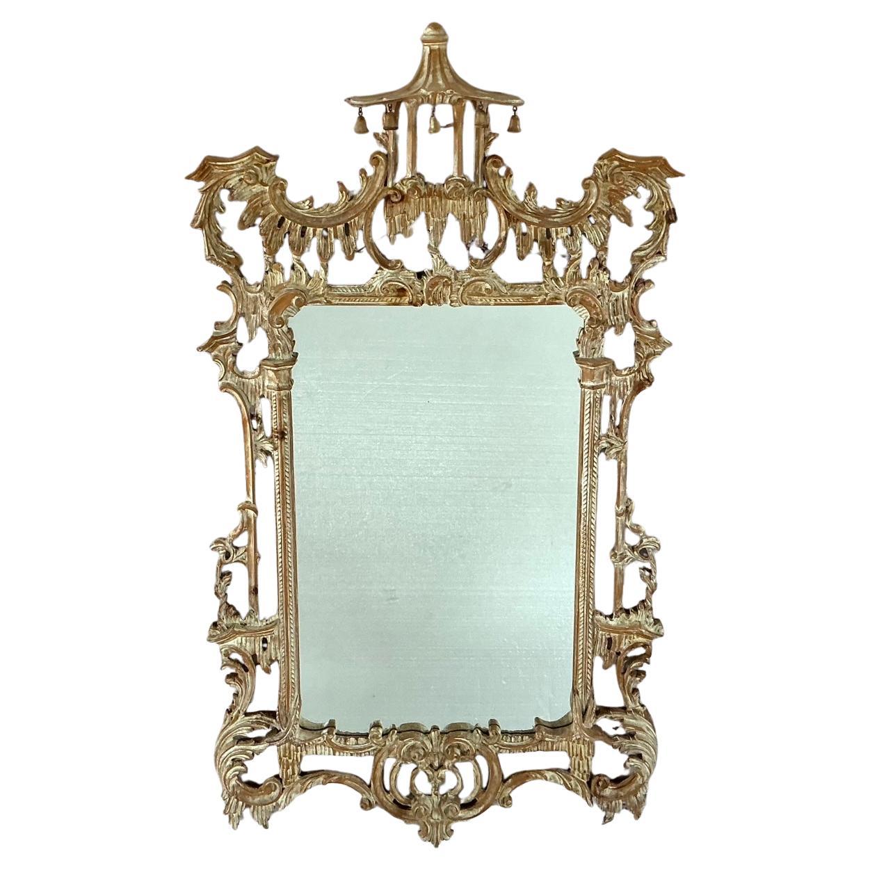 Miroir pagode chinois Chippendale sculpté de style George III en vente 2
