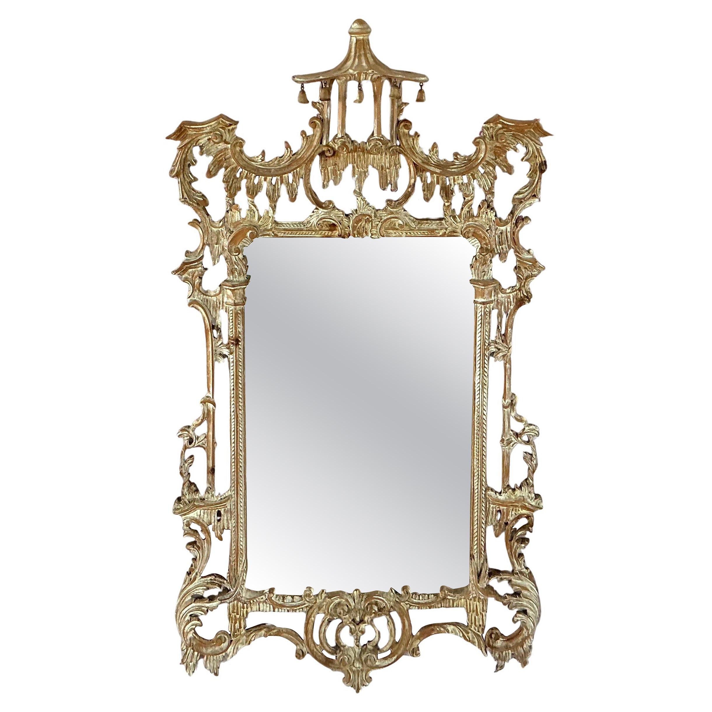 Chinese Chippendale Carved Pagoda Mirror George III Style