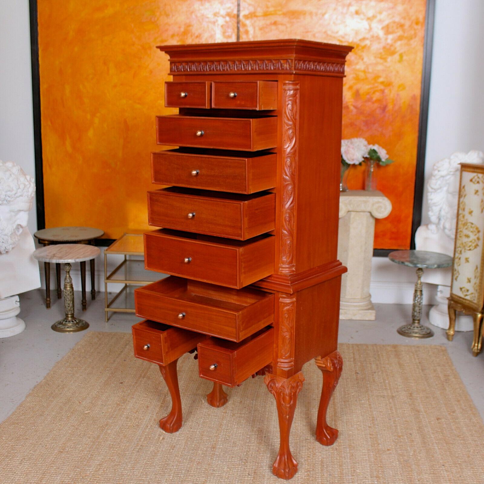 Chinese Chippendale Chest on Stand of Drawers Tallboy For Sale 5