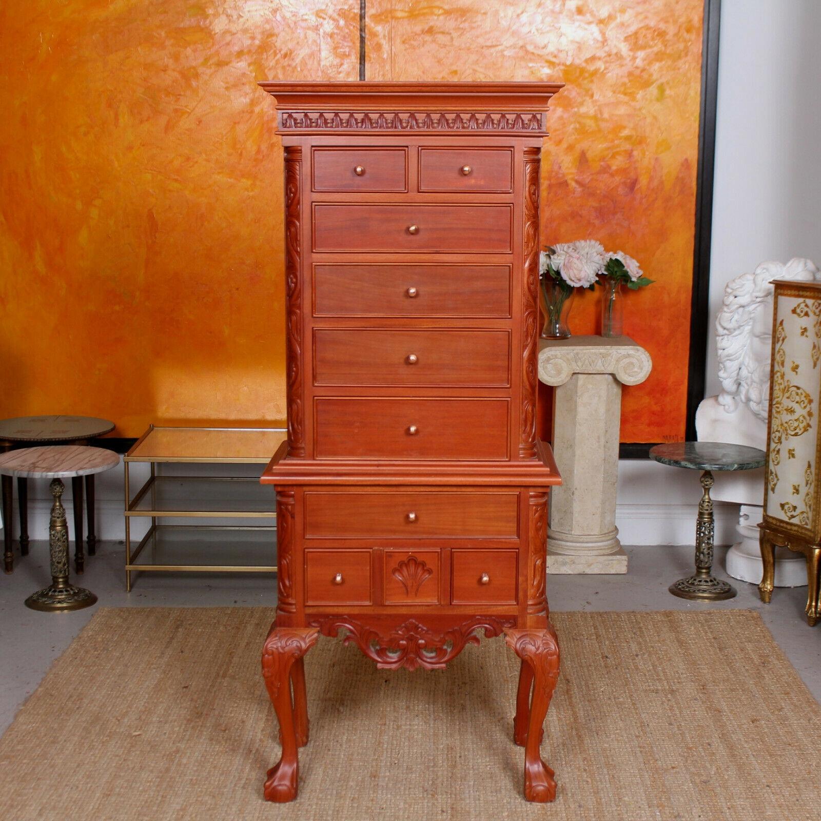 Chinese Chippendale Chest on Stand of Drawers Tallboy For Sale 6