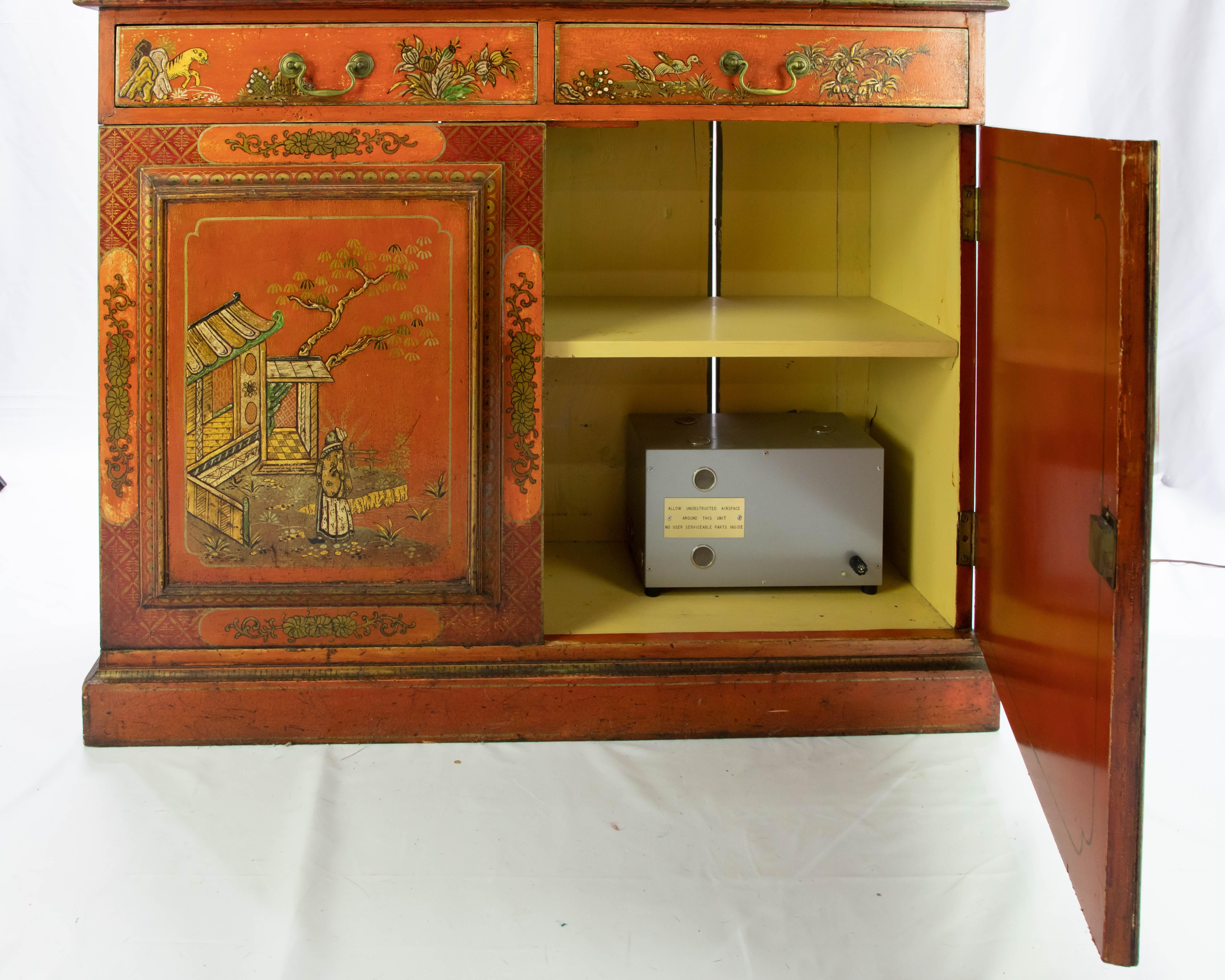 20th Century Chinese Chippendale Chinoiserie Cupboard