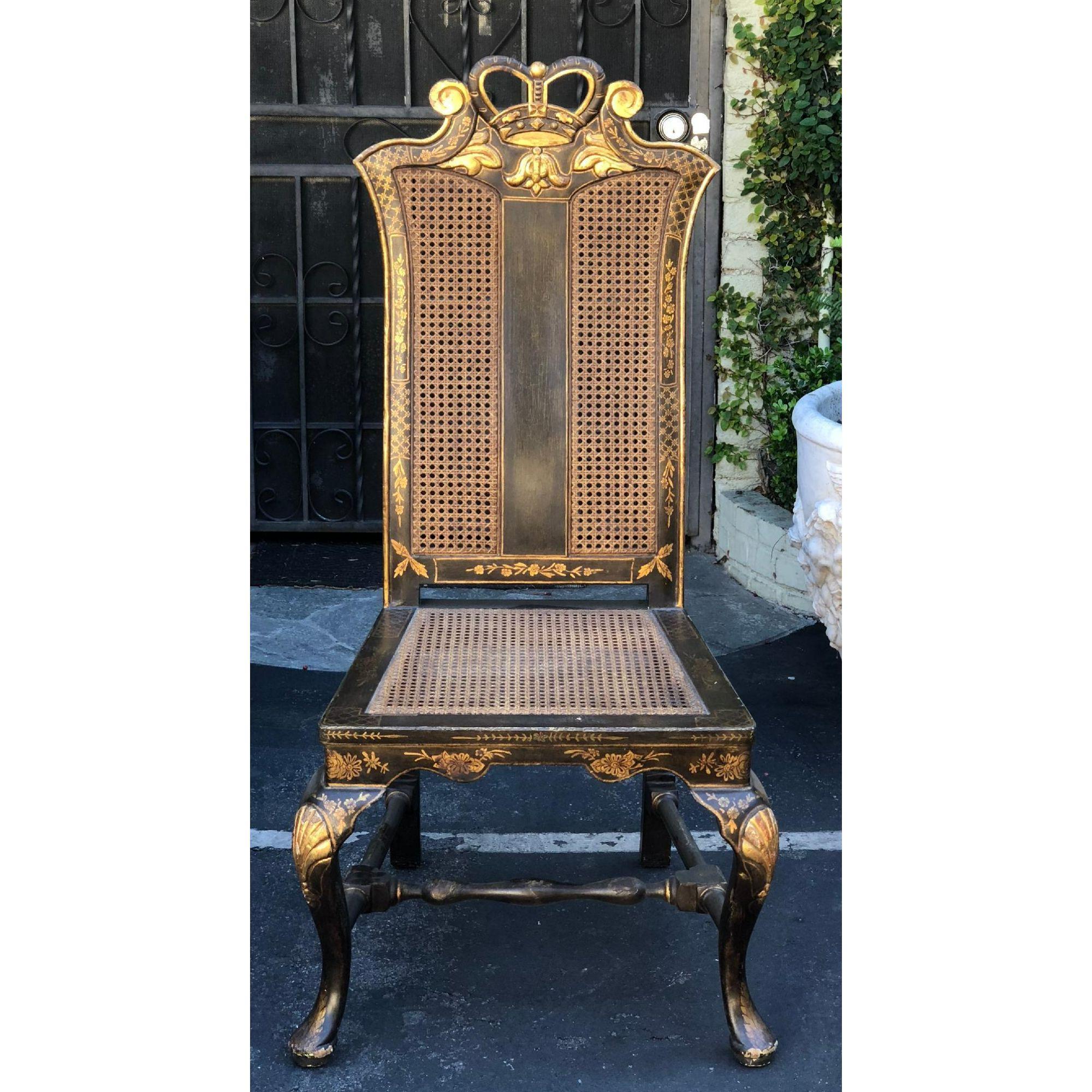 Chinese Chippendale Chinoiserie Decorated Side Chair by Charles Pollock In Good Condition In LOS ANGELES, CA