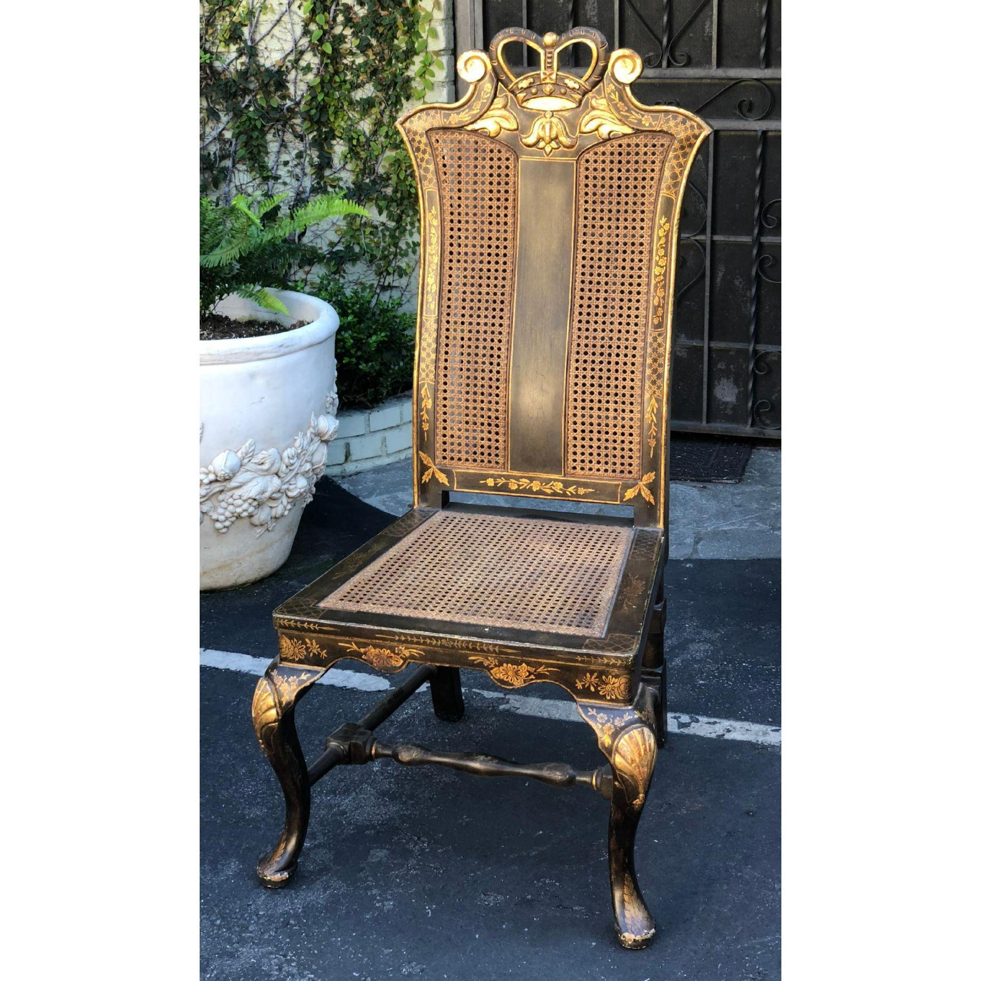 Contemporary Chinese Chippendale Chinoiserie Decorated Side Chair by Charles Pollock