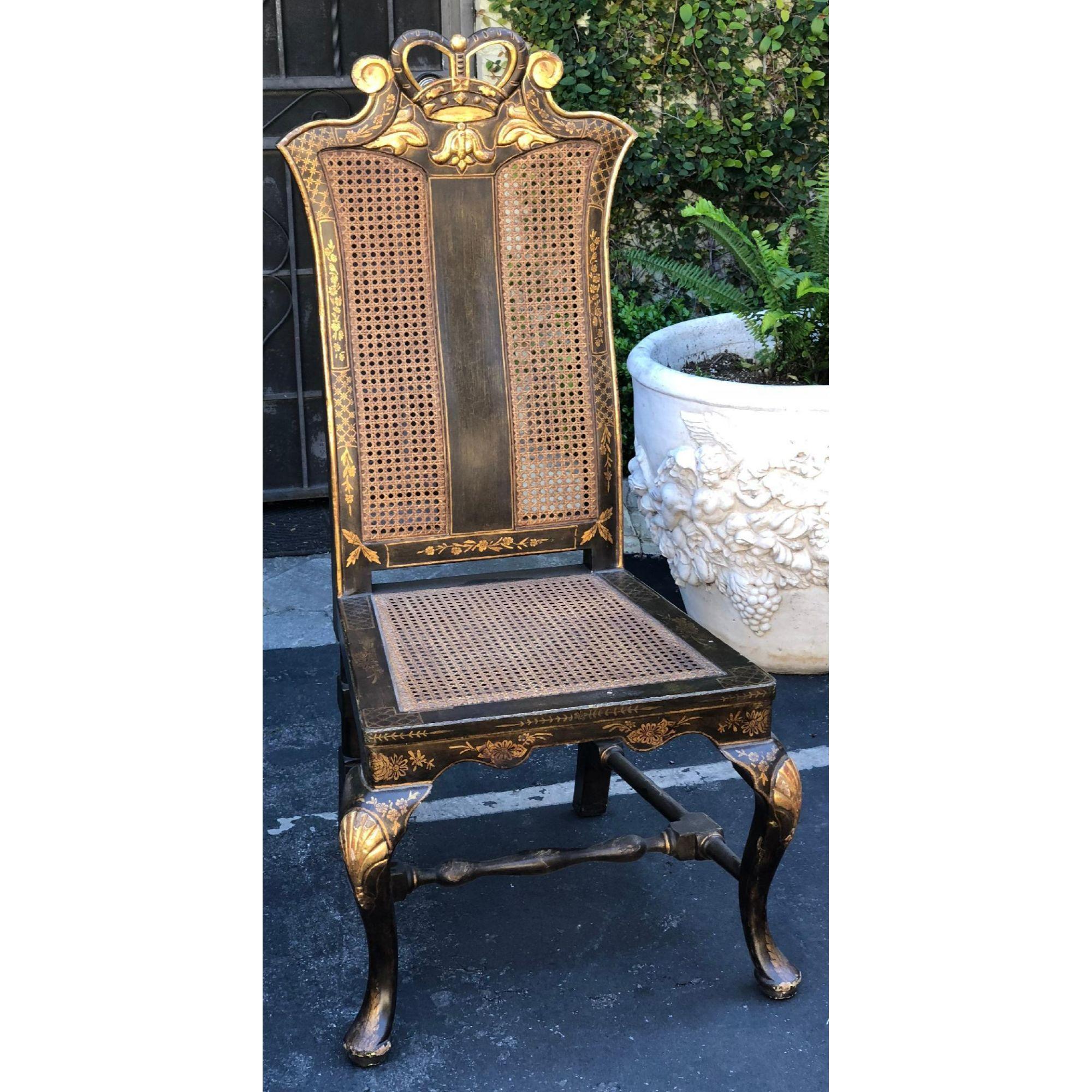 Chinese Chippendale Chinoiserie Decorated Side Chair by Charles Pollock 1