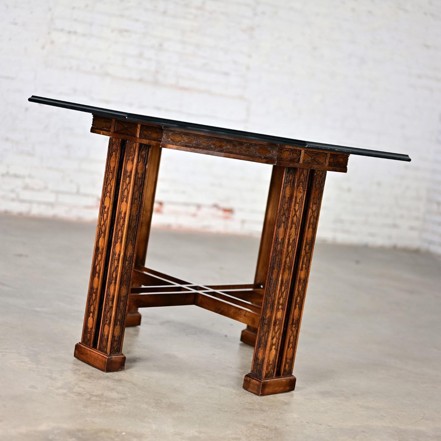 Chinese Chippendale Drexel Heritage Achteck Center oder Esstisch w/Glasplatte im Zustand „Gut“ im Angebot in Topeka, KS