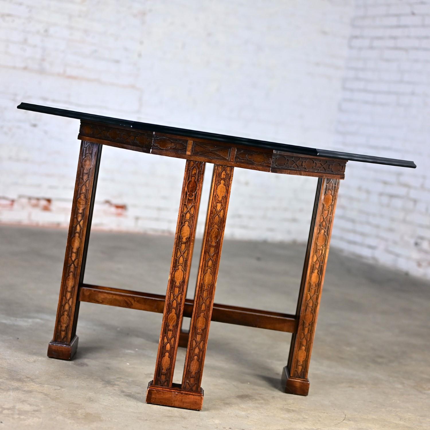 Chinese Chippendale Drexel Heritage Achteck Center oder Esstisch w/Glasplatte im Angebot 2