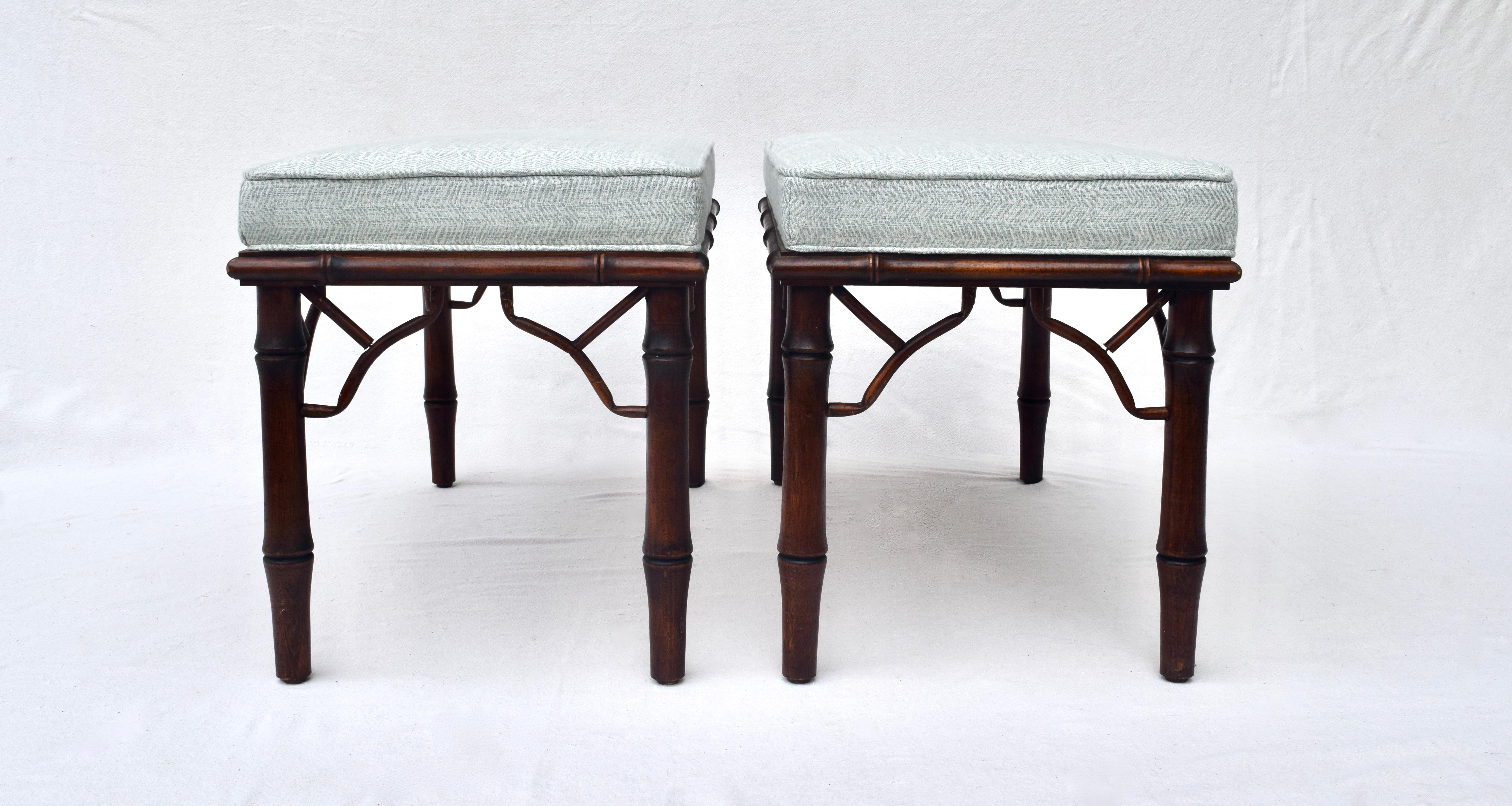 American Chinese Chippendale Faux Bamboo Benches