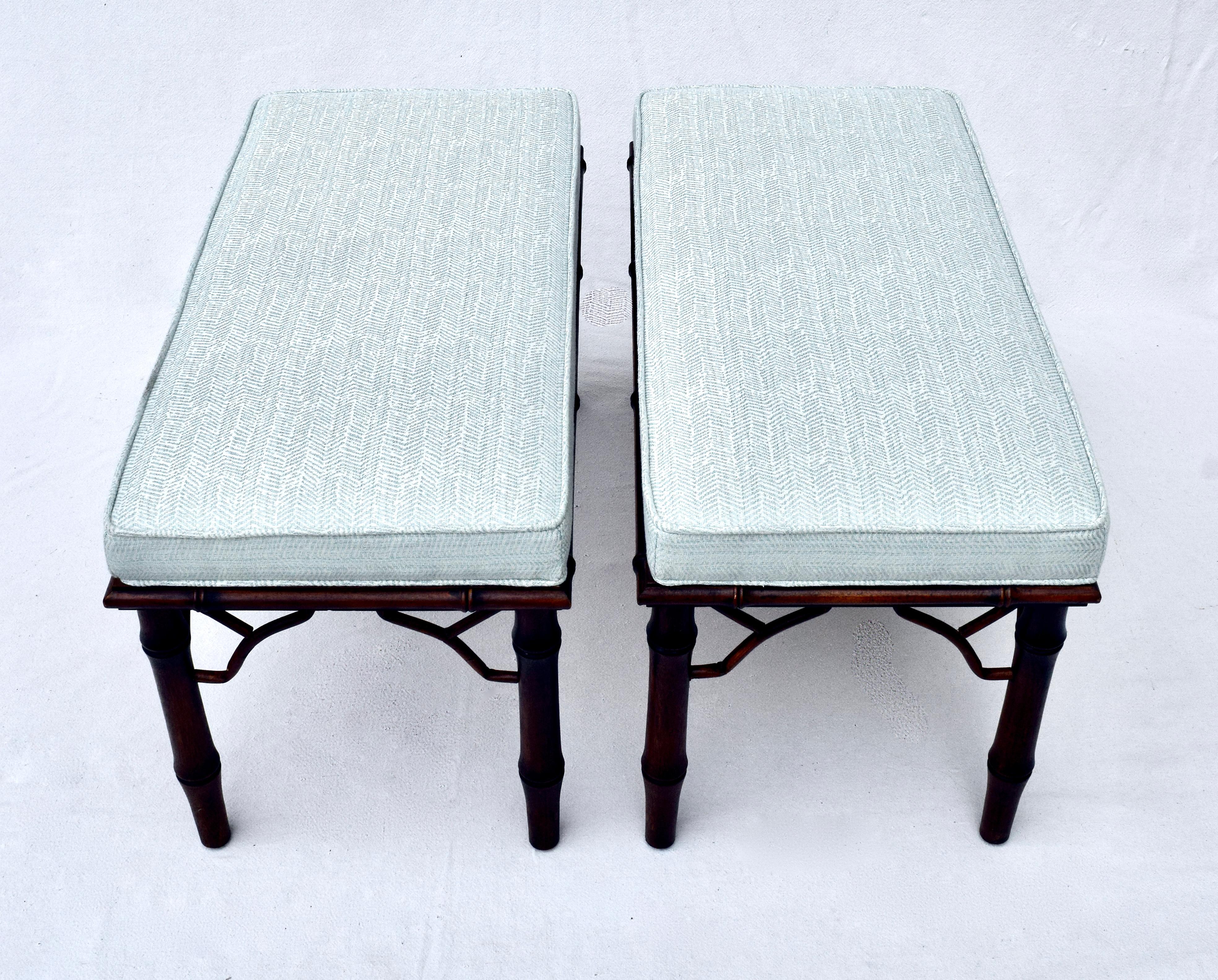 Chinese Chippendale Faux Bamboo Benches In Good Condition In Southampton, NJ