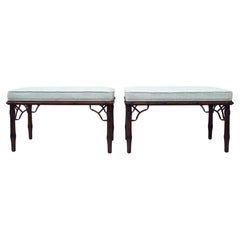 Chinese Chippendale Faux Bamboo Benches