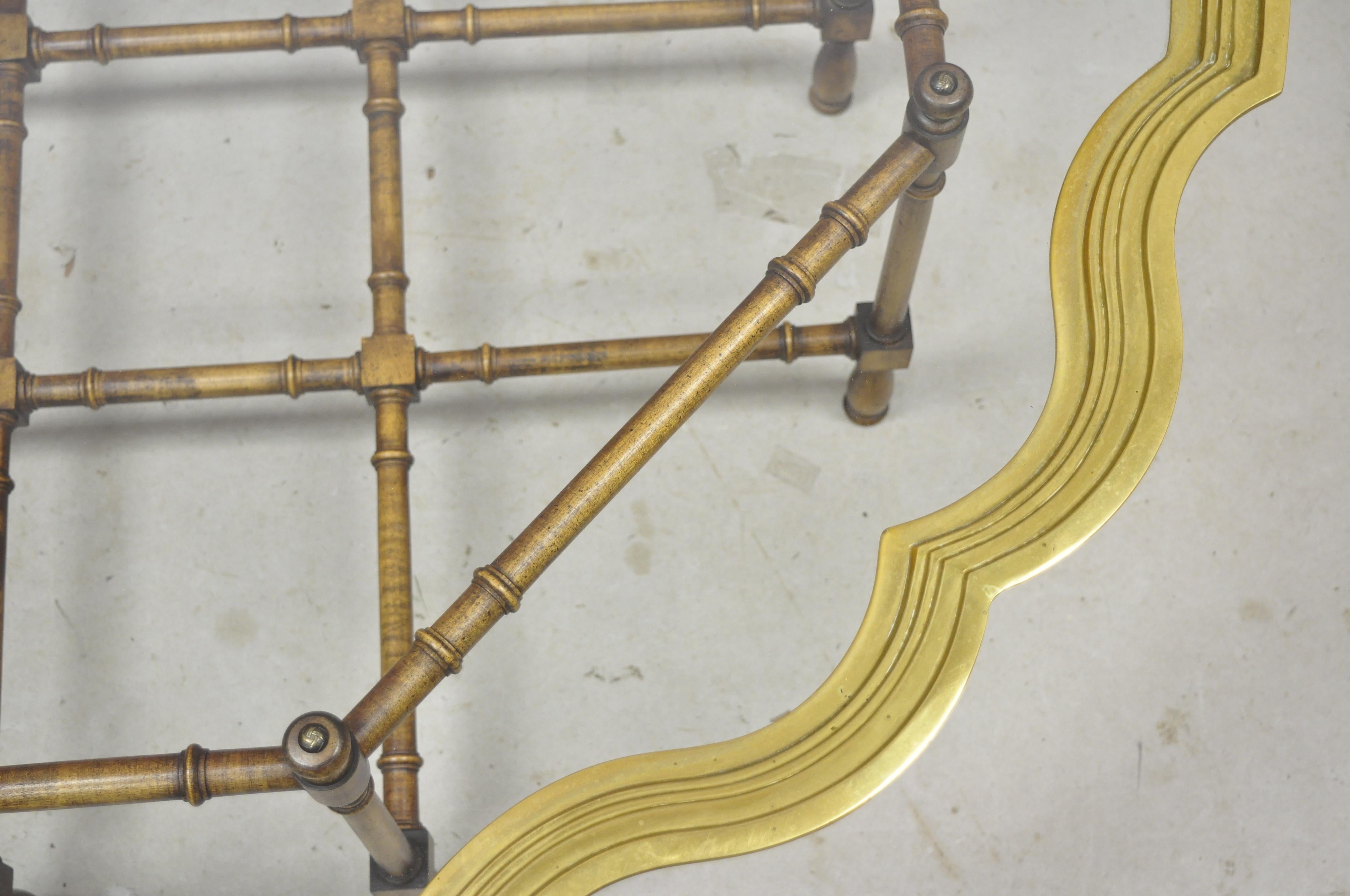 Chinese Chippendale Faux Bamboo Brass Scalloped Edge Tray Top Coffee Table 6