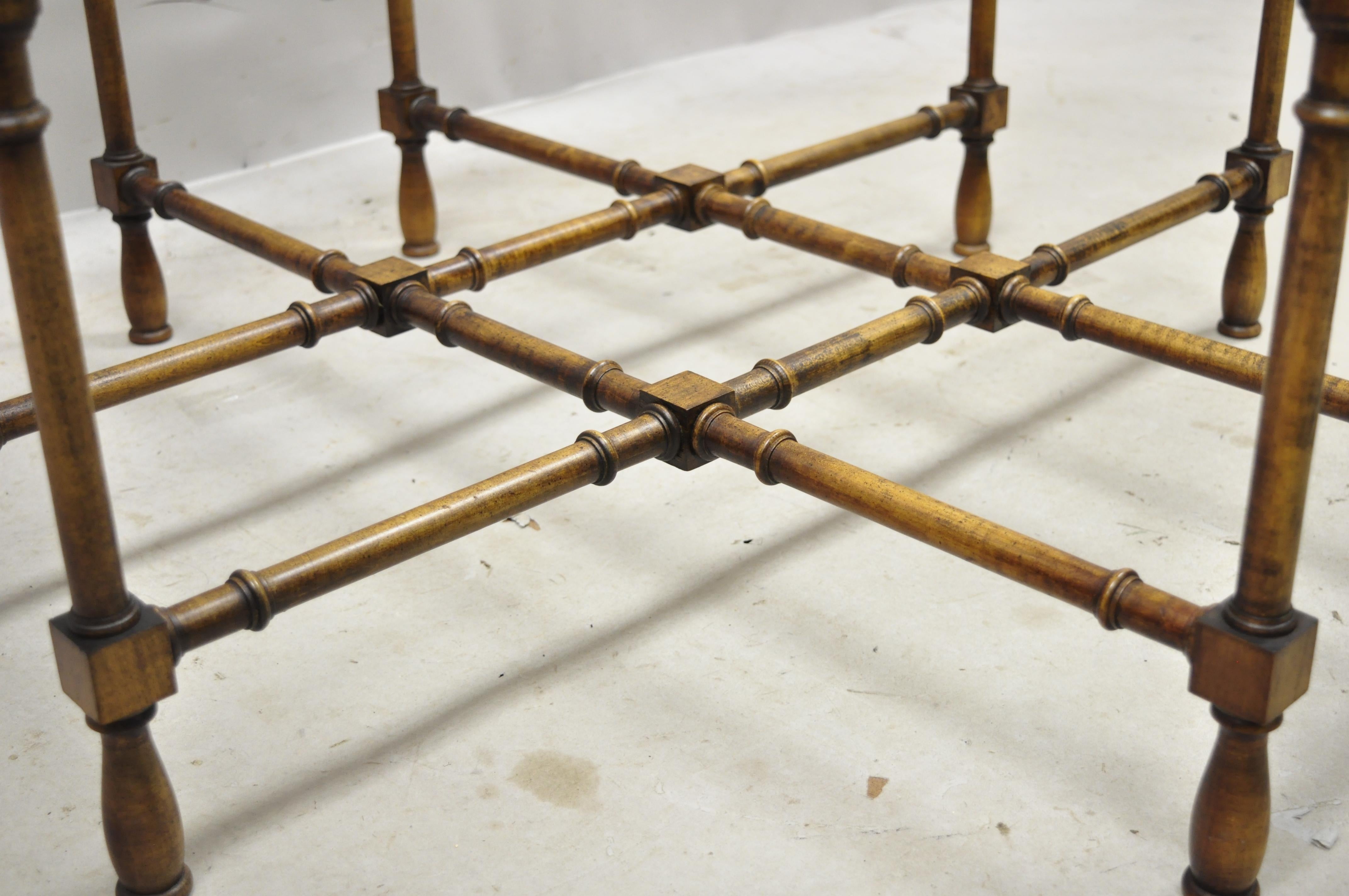 Chinese Chippendale Faux Bamboo Brass Scalloped Edge Tray Top Coffee Table 2