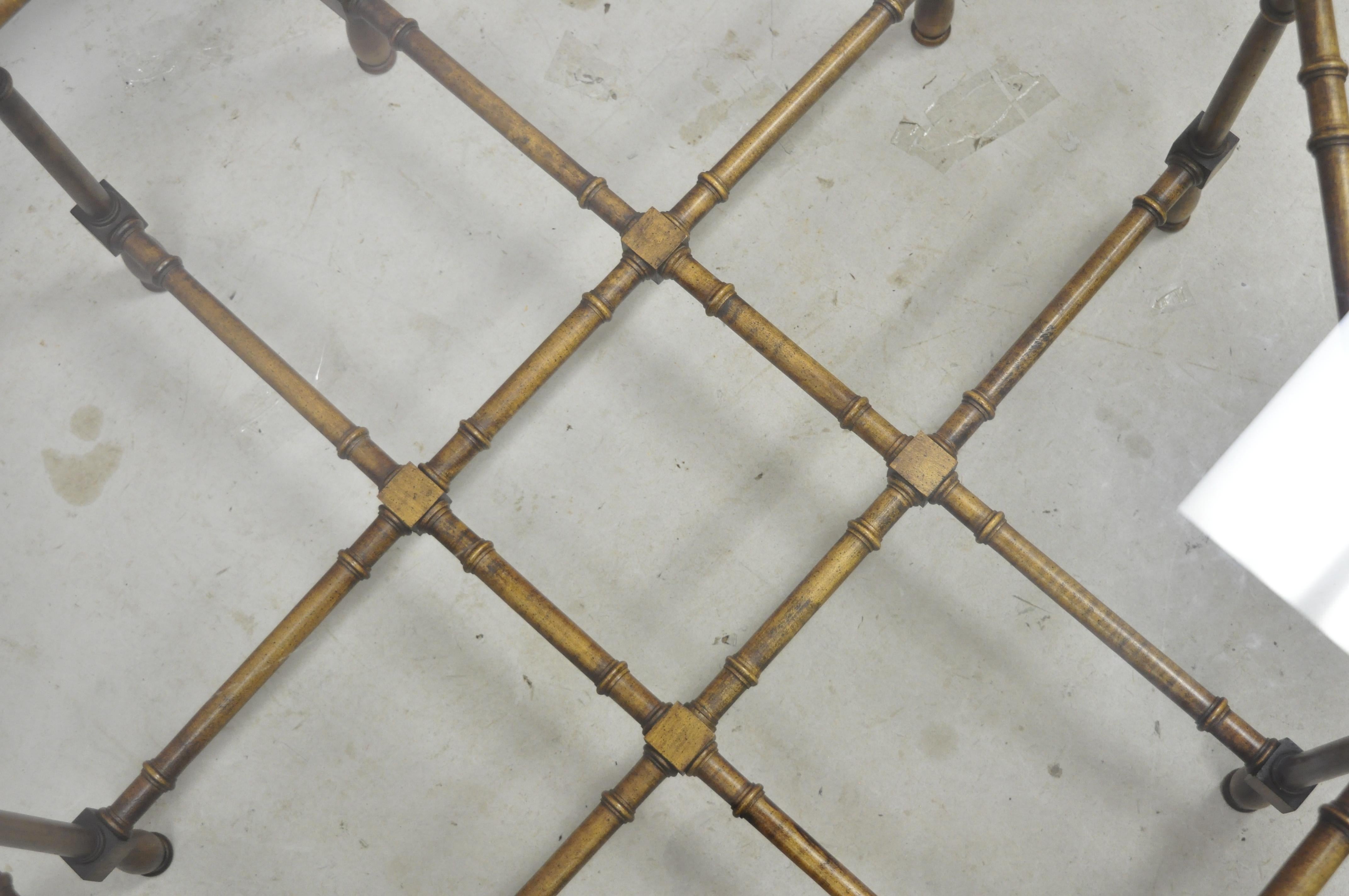 Chinese Chippendale Faux Bamboo Brass Scalloped Edge Tray Top Coffee Table 4