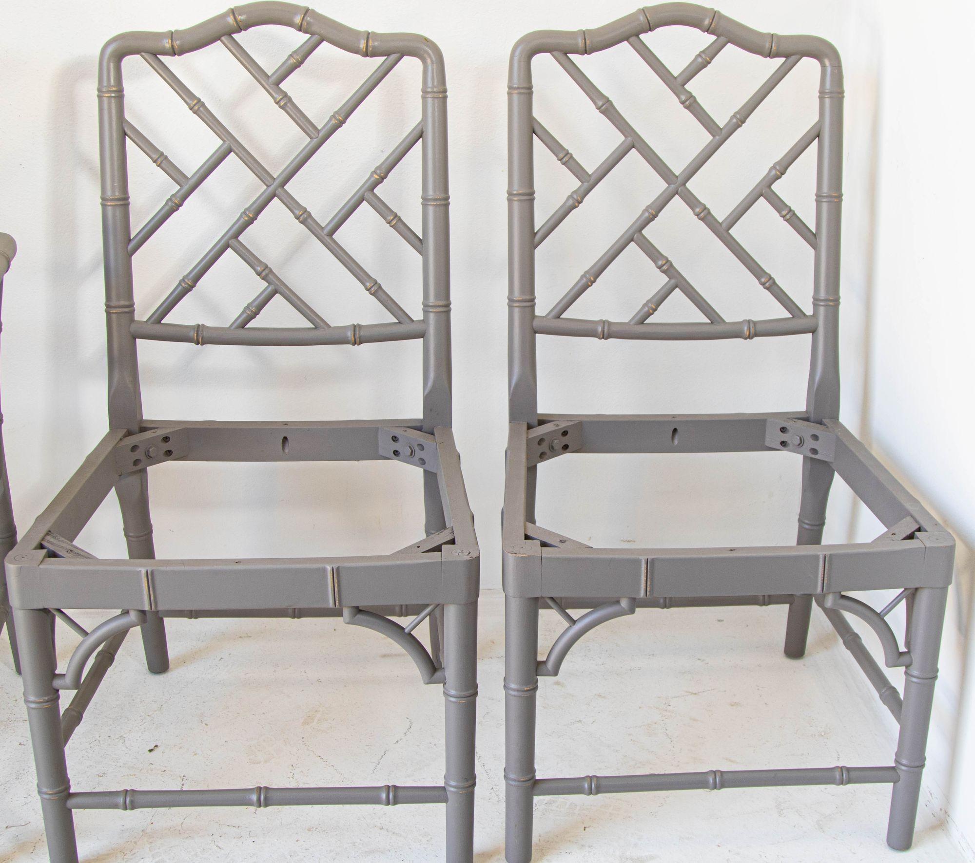 Ensemble de quatre chaises Chippendale chinoises en faux bambou de style Jonathan Adler Bon état - En vente à North Hollywood, CA