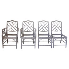 Chinesische Chippendale-Stühle aus Kunstbambus im Jonathan Adler-Stil, Vierer-Set