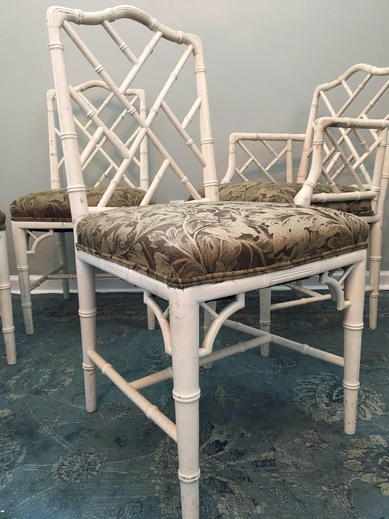 Chinese Chippendale Faux Bamboo Dining Chairs Set of Six at 1stDibs