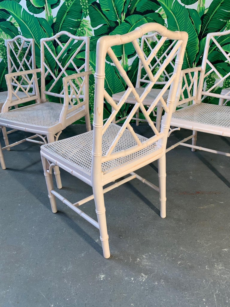 Chinese Chippendale Faux Bamboo Dining Chairs at 1stDibs