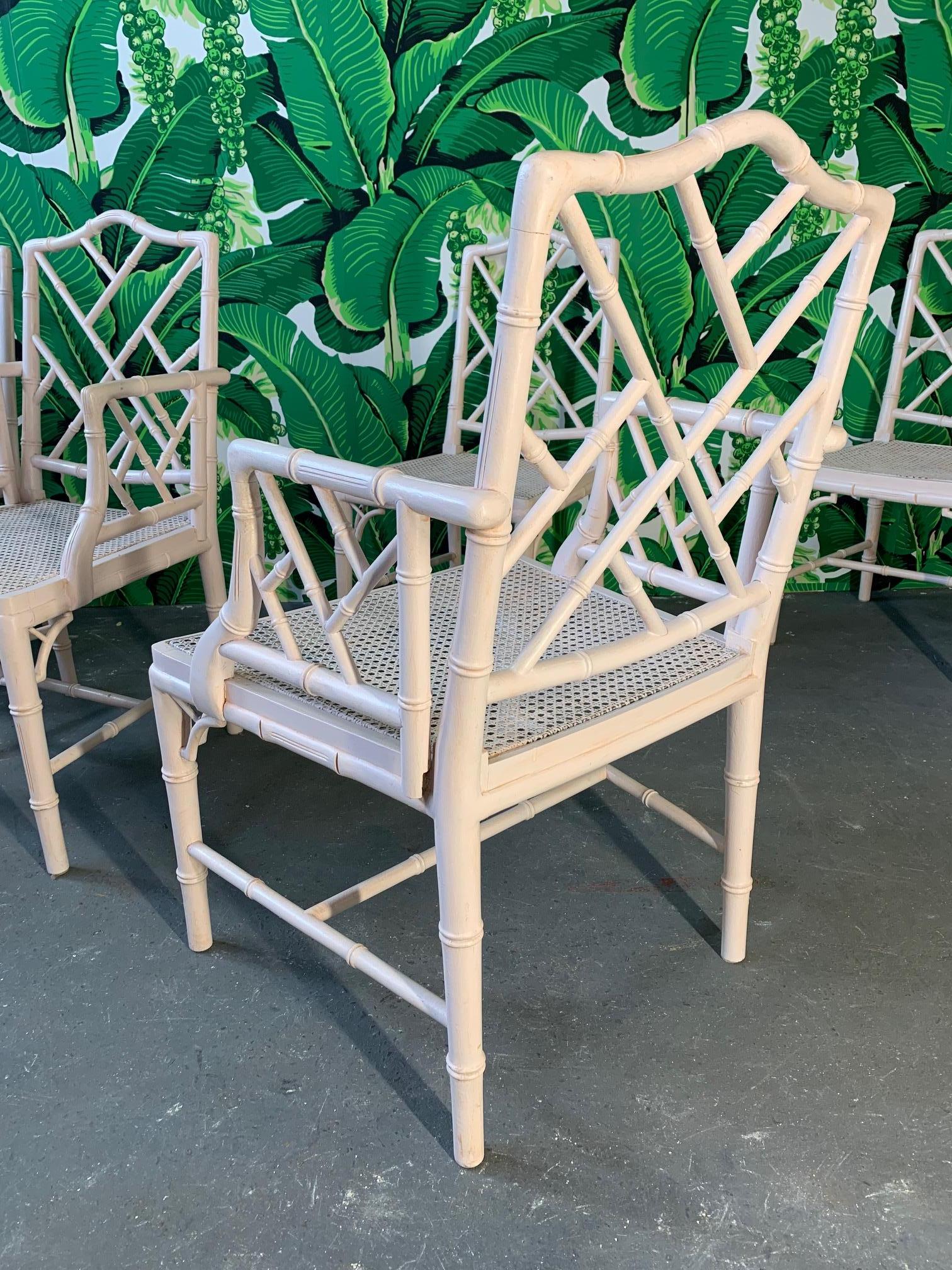 Mid-20th Century Chinese Chippendale Faux Bamboo Dining Chairs