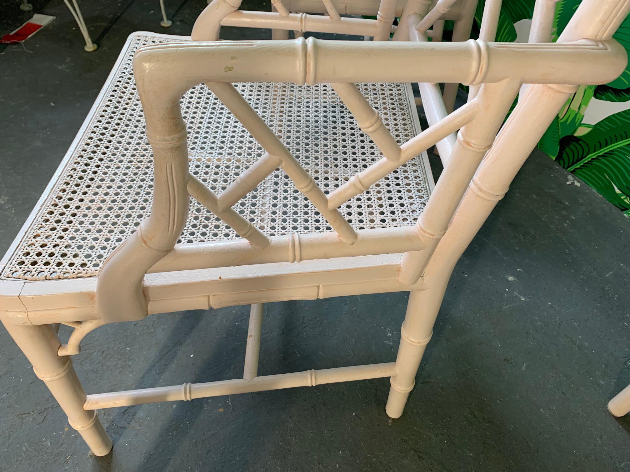 Mid-20th Century Chinese Chippendale Faux Bamboo Dining Chairs