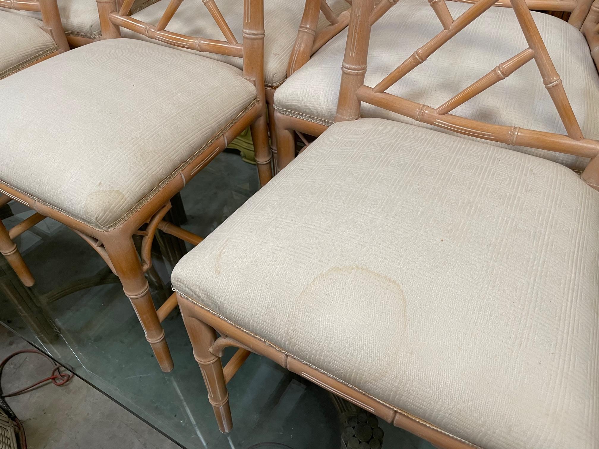Chinese Chippendale Faux Bamboo Dining Chairs, Set of 6 4