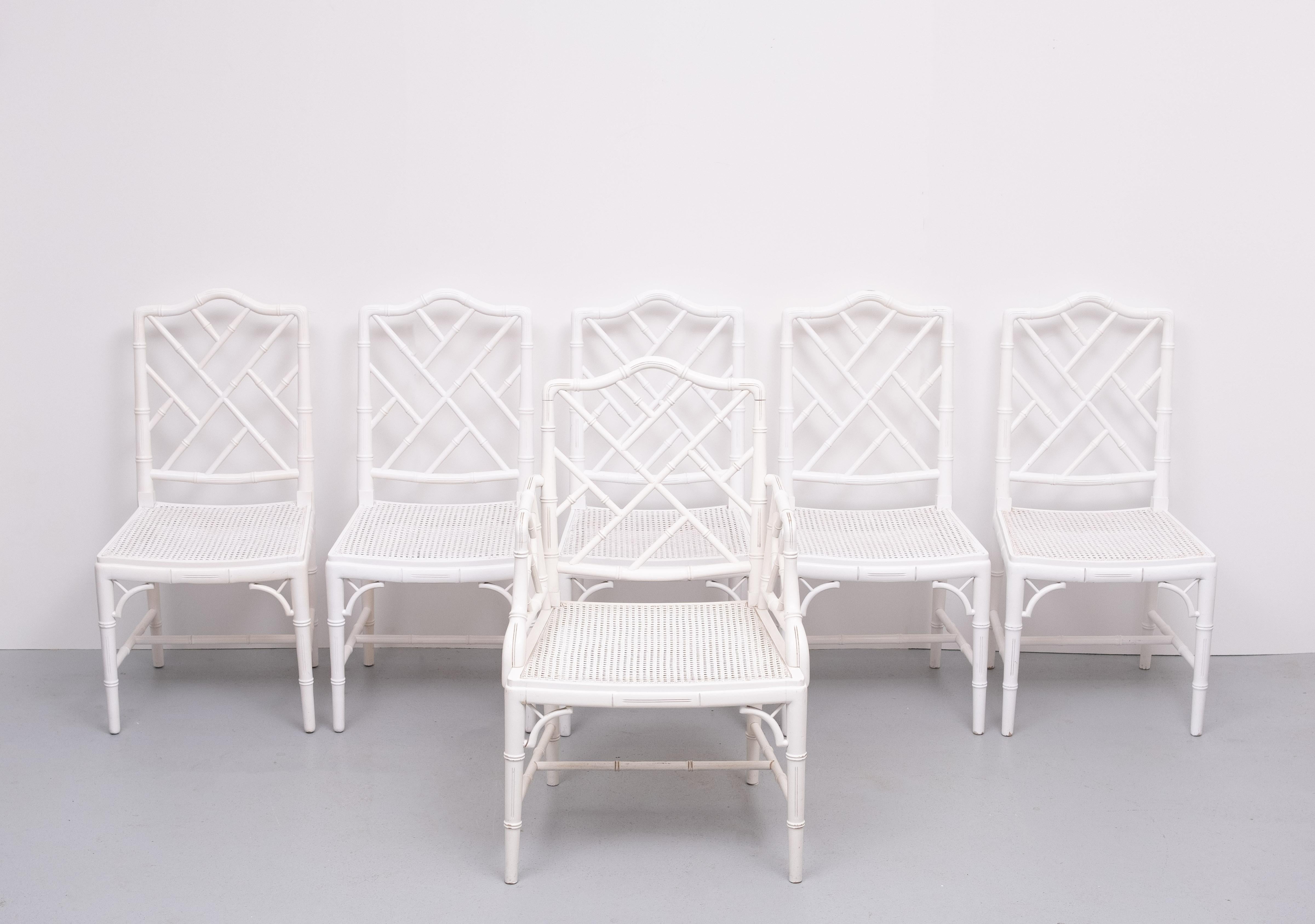 Chinese Chippendale  Faux Bamboo  Dining chairs set of 6 im Zustand „Gut“ im Angebot in Den Haag, NL