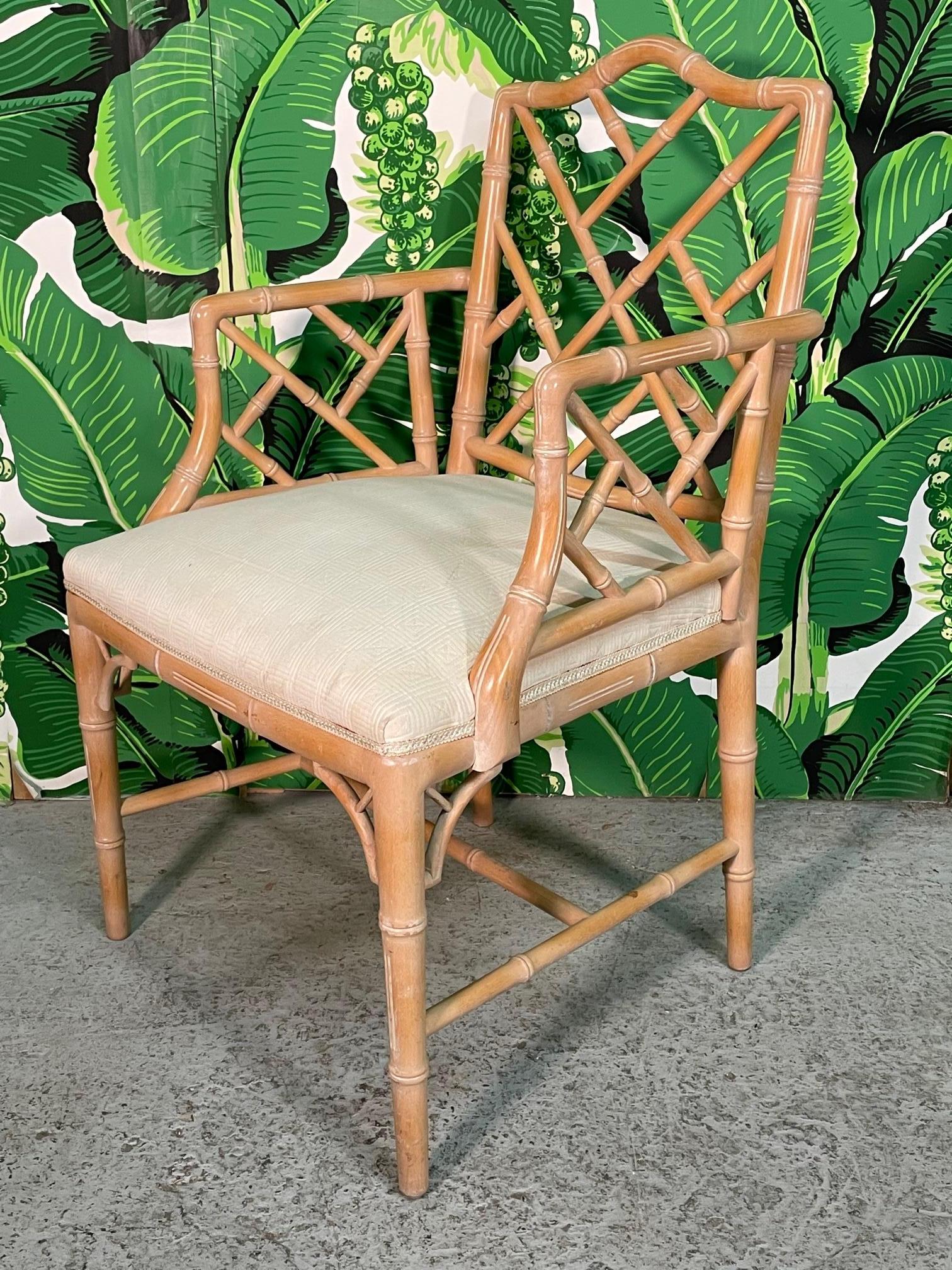 Chinese Chippendale Faux Bamboo Dining Chairs, Set of 6 In Good Condition In Jacksonville, FL