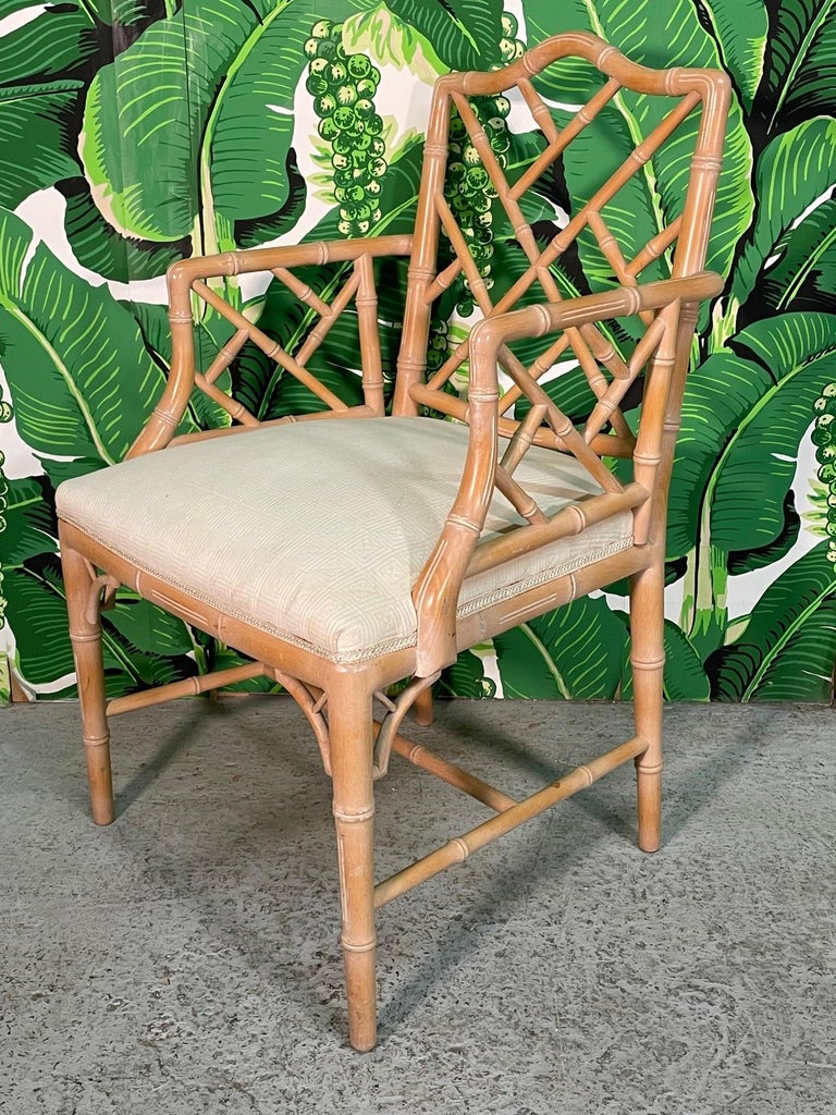 Chinese Chippendale Faux Bamboo Dining Chairs, Set of 6 at 1stDibs