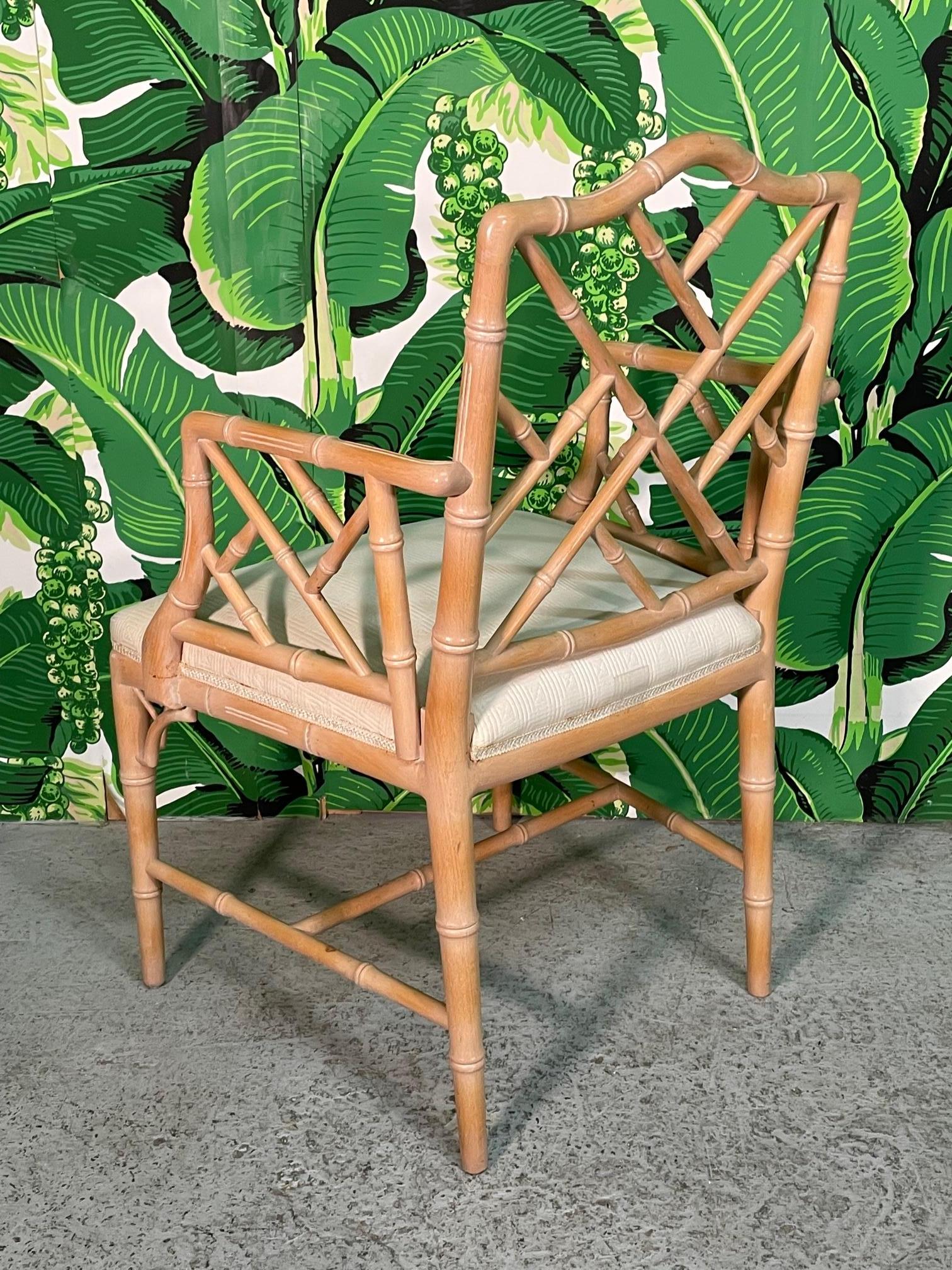 Late 20th Century Chinese Chippendale Faux Bamboo Dining Chairs, Set of 6