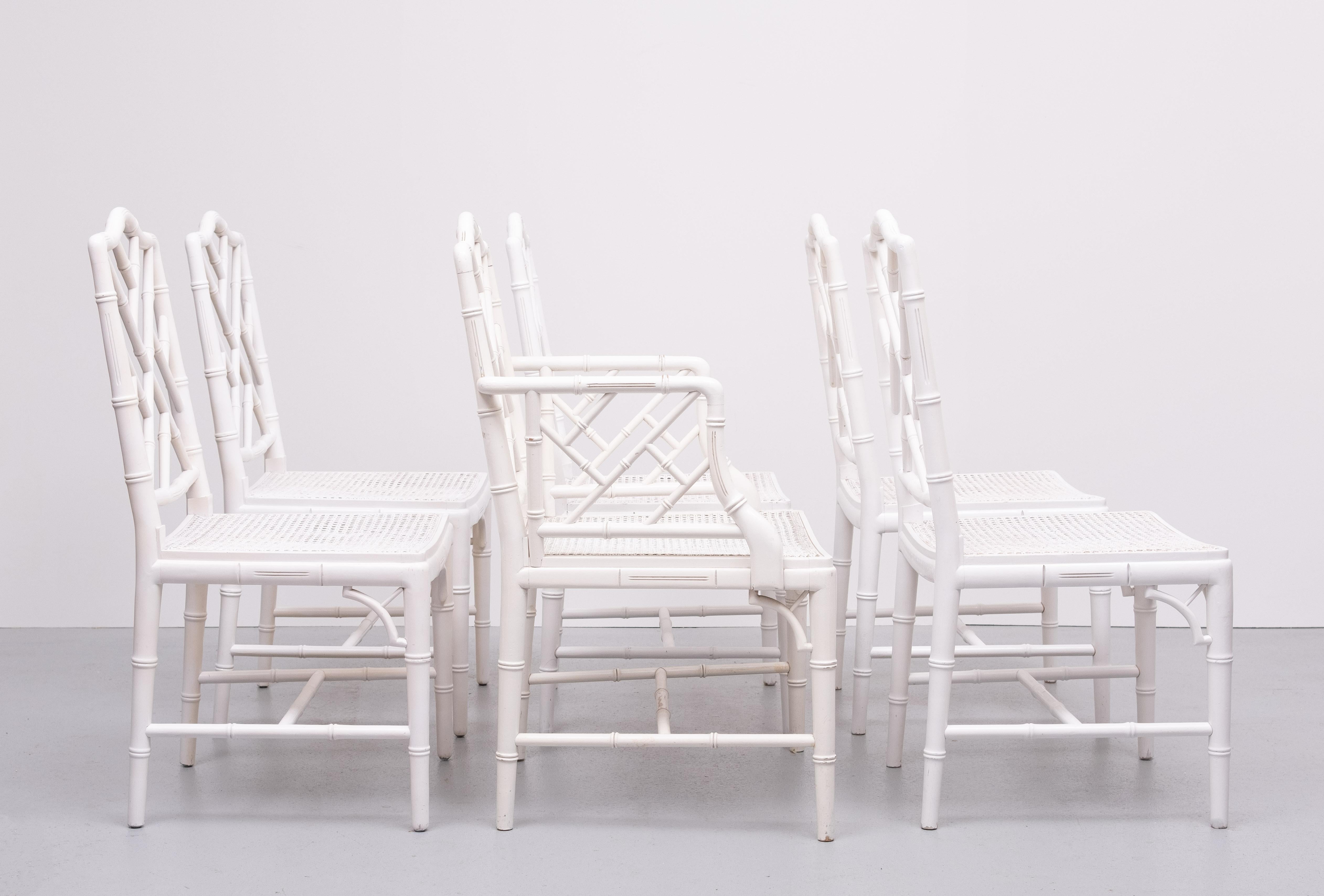 Chinese Chippendale  Faux Bamboo  Dining chairs set of 6 im Angebot 1