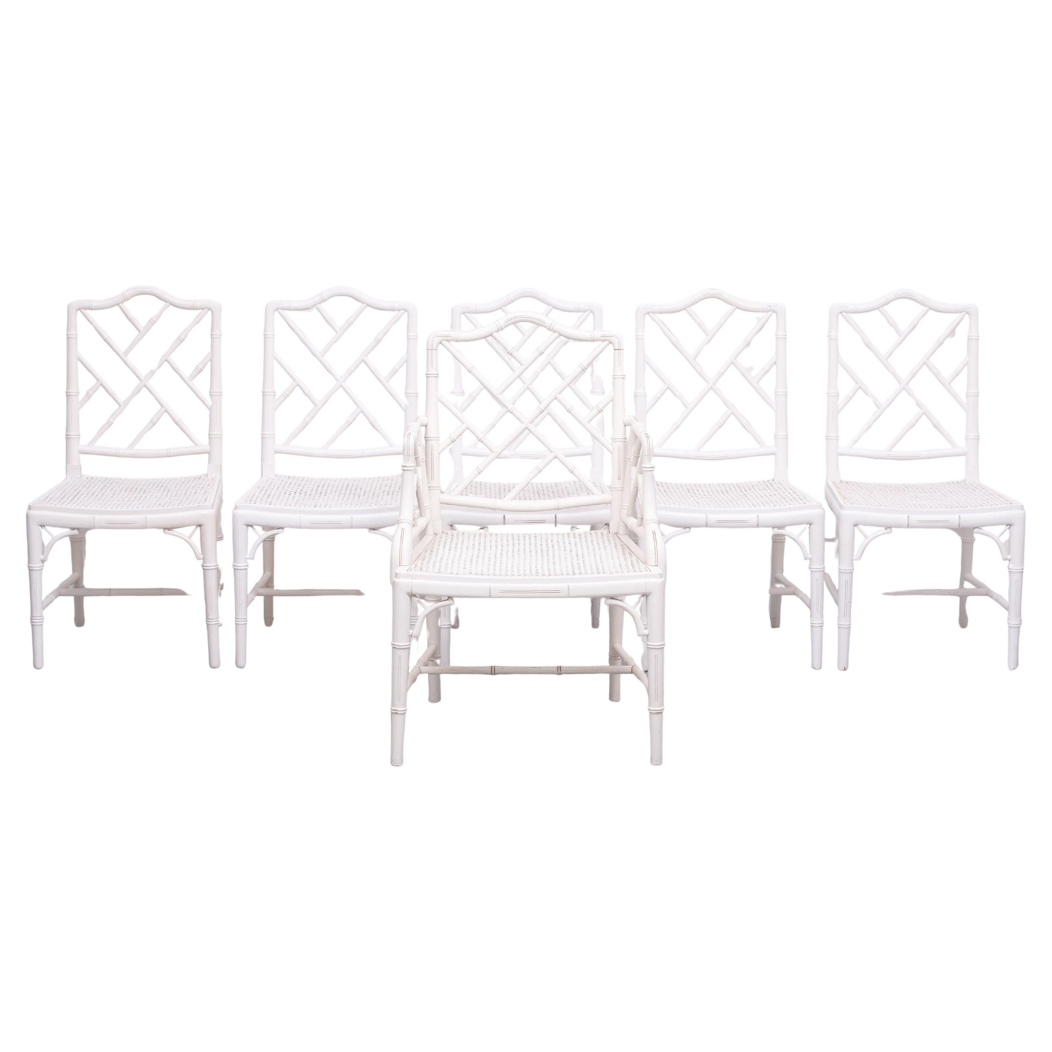 Chinese Chippendale  Faux Bamboo  Dining chairs set of 6