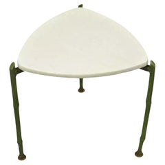 Chinese Chippendale Faux Bamboo Green Aluminum Guitar Pick Pool Side Table